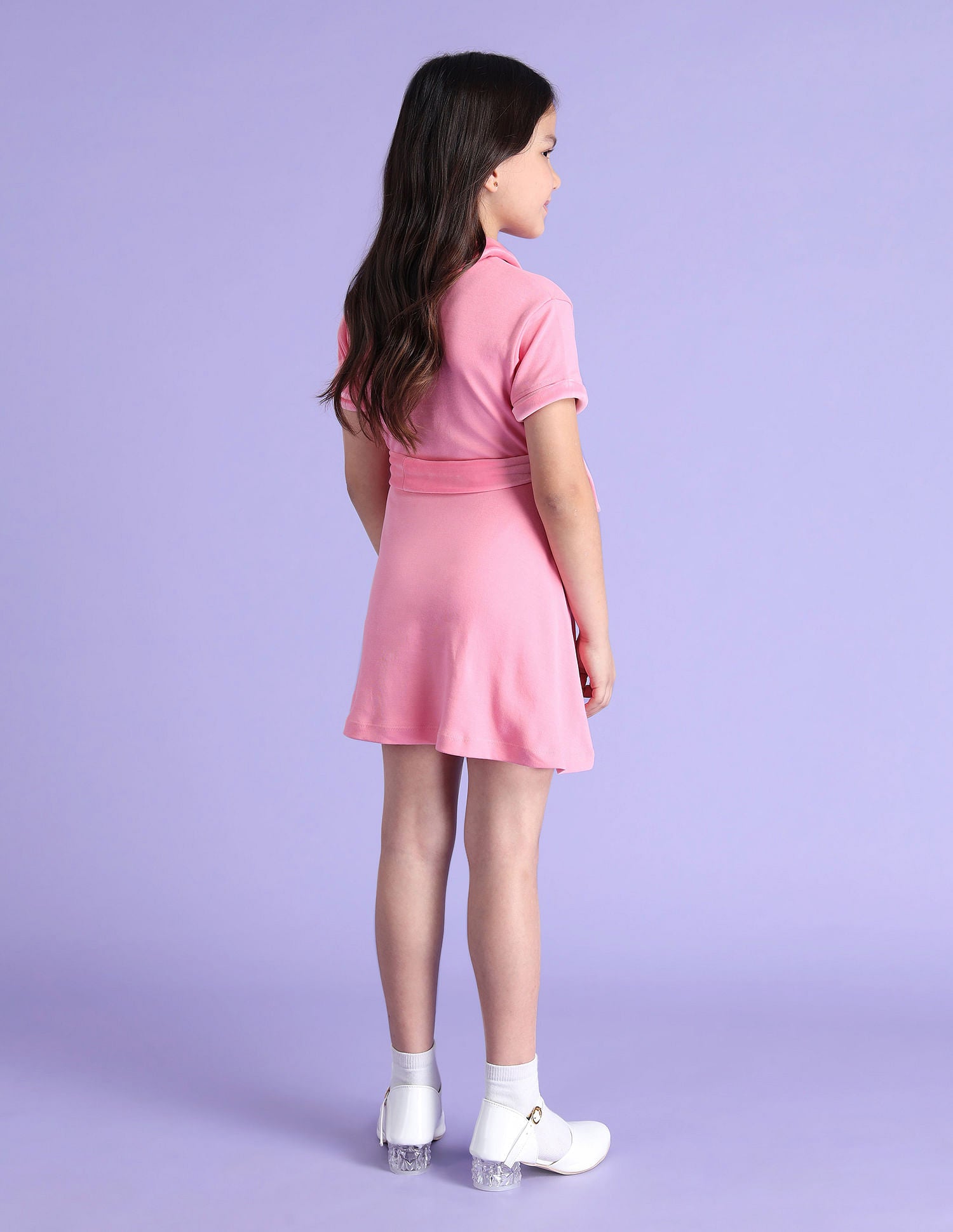 Girls Solid Mini Skater Dress Pink - U.S. POLO ASSN. | Large