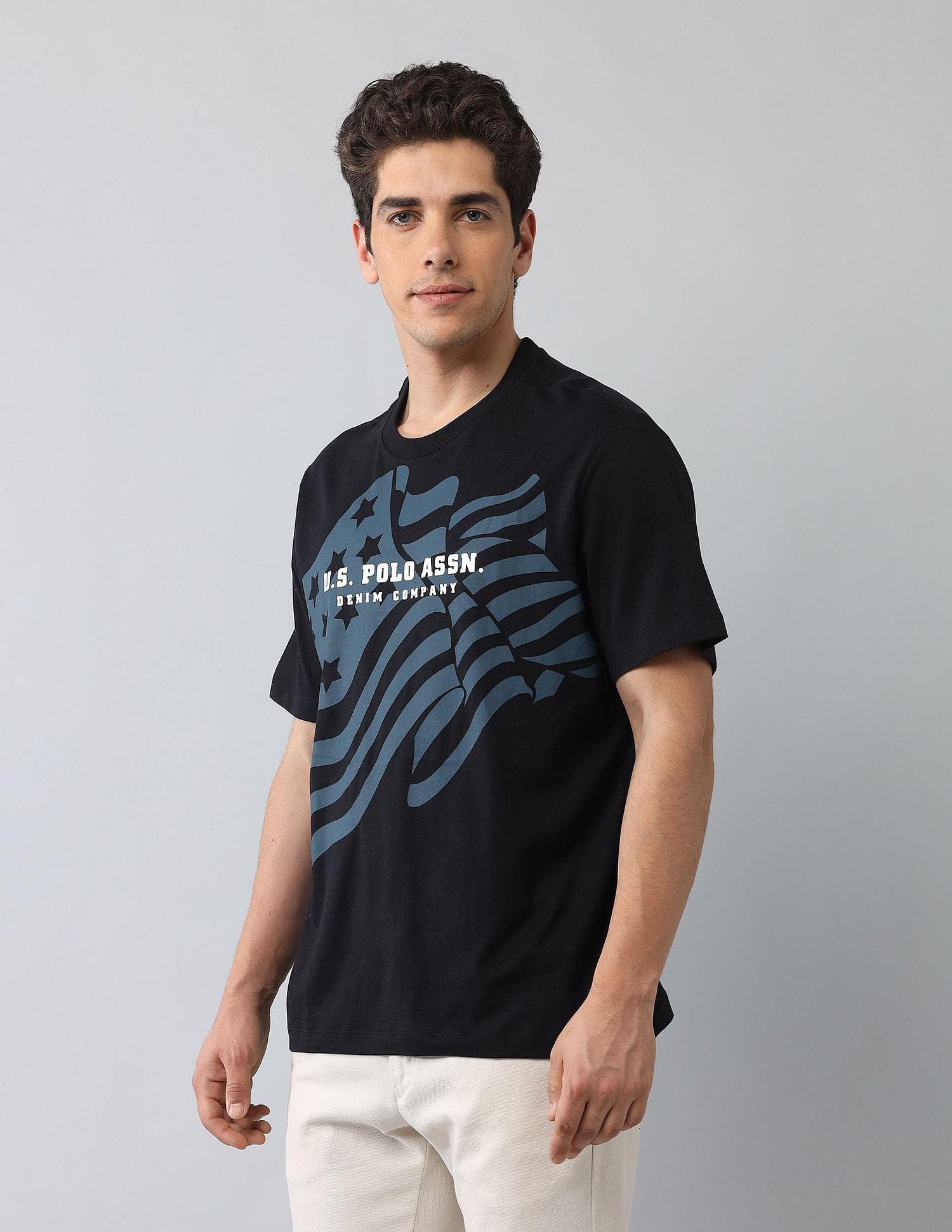 Muscle Fit Heritage Graphic Printed T-Shirt Black - U.S. Polo Assn. India | Large