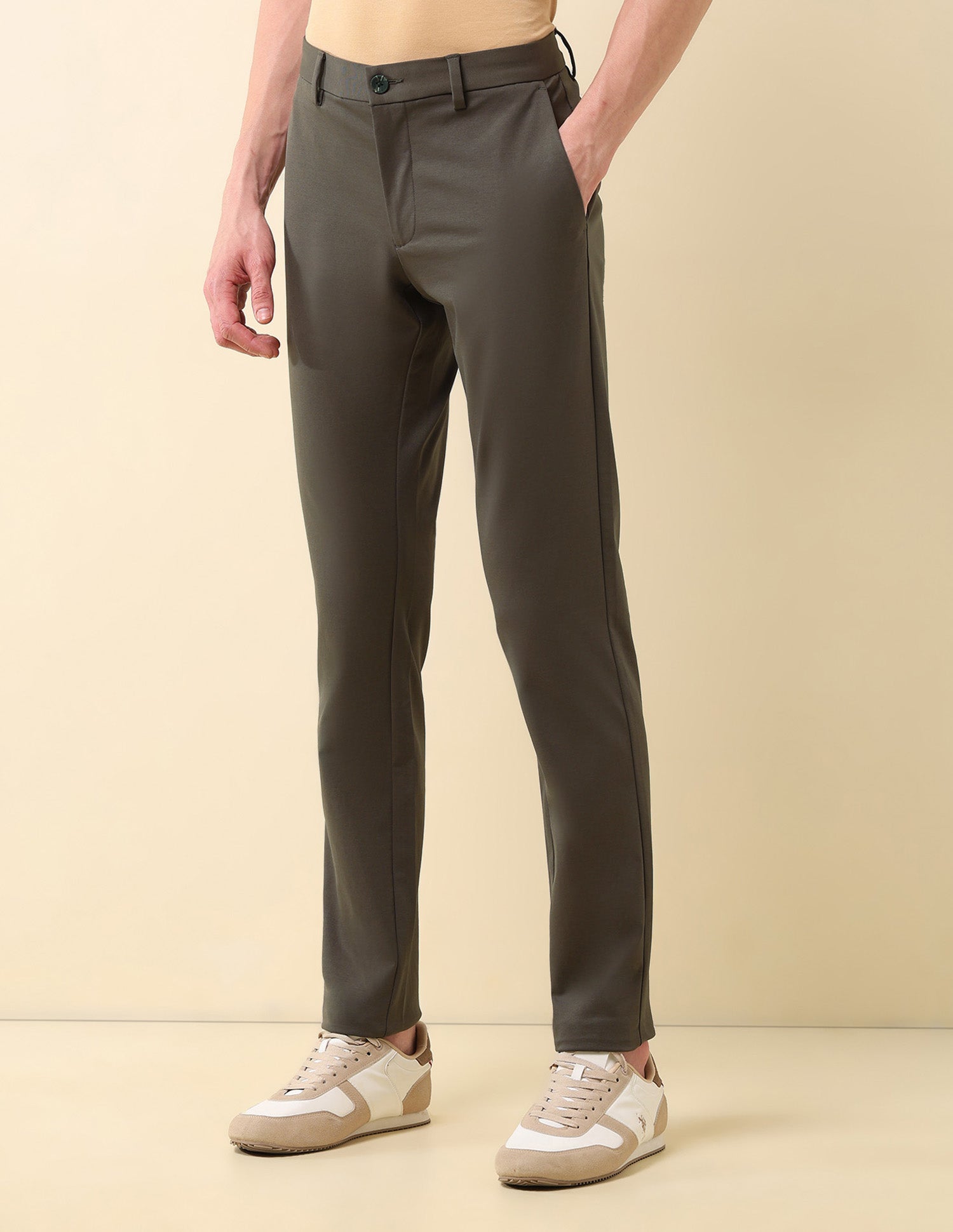 Austin Slim Fit Twill Trousers Brown - U.S. POLO ASSN. | Large