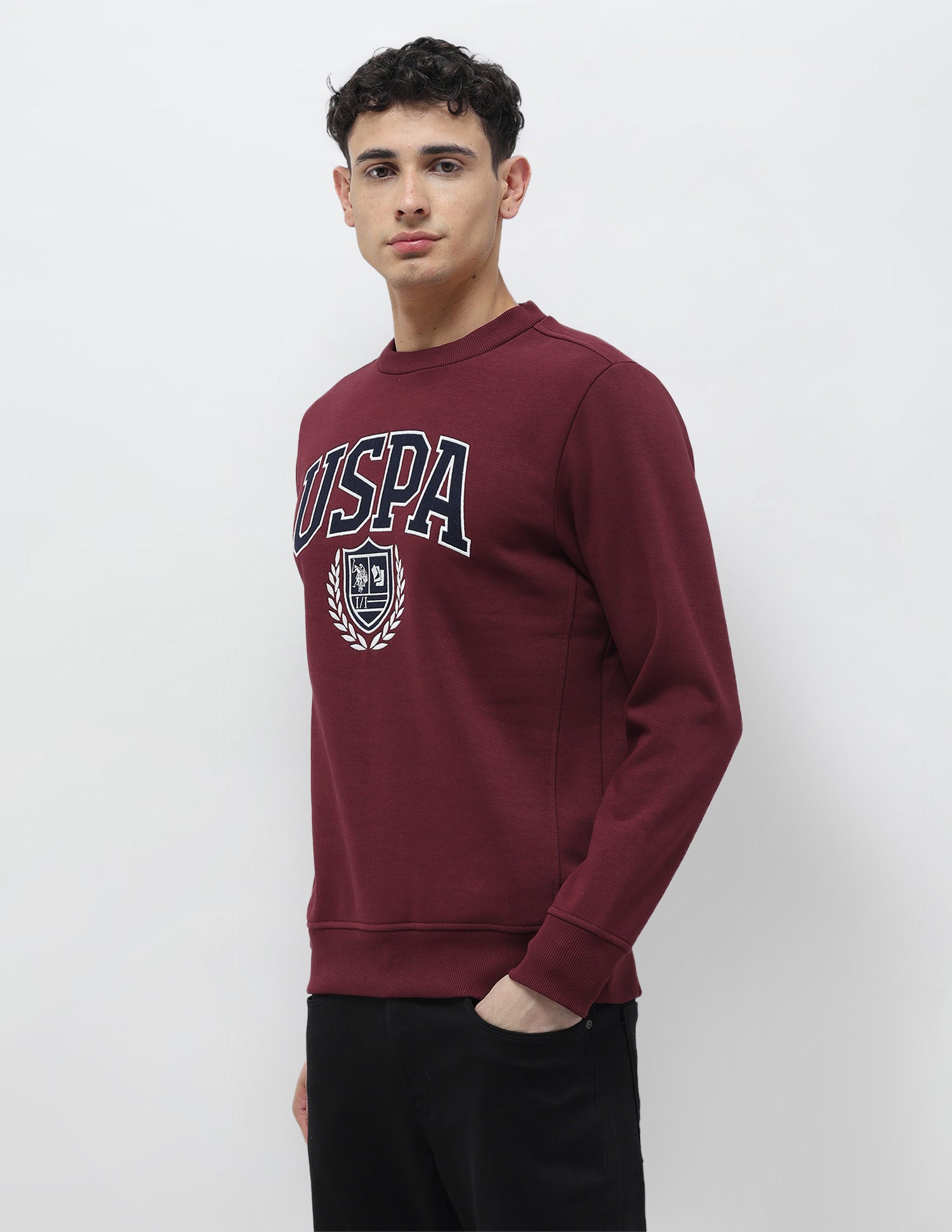 Brand Embroidered Regular Fit Sweatshirt Maroon - U.S. POLO ASSN. | Large