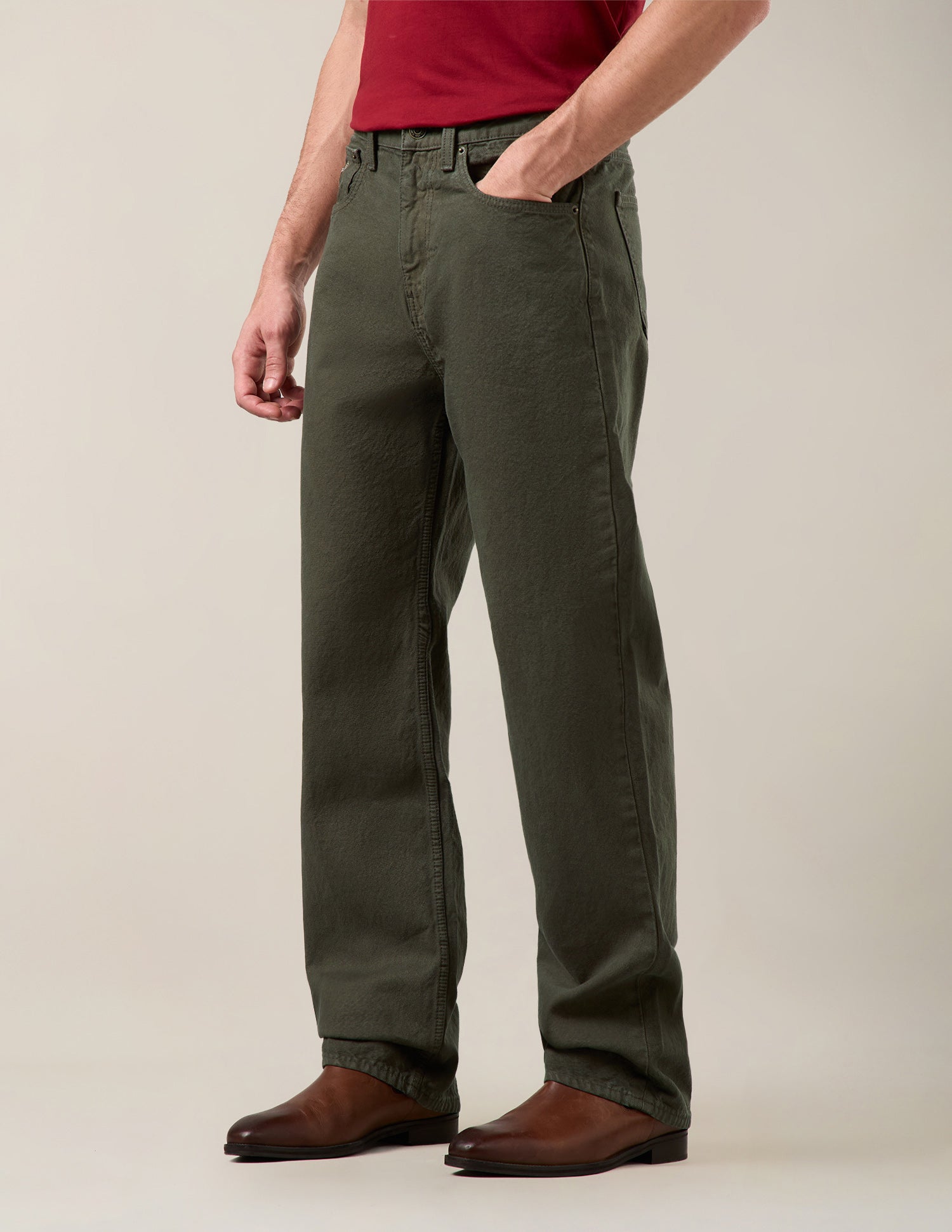 Logan Loose Straight Fit Green Jeans Dark Olive - U.S. Polo Assn. India | Large
