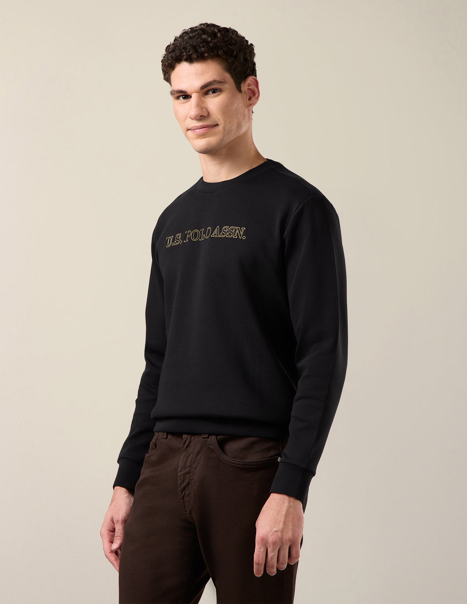 Brand Embroidered Slim Fit Sweatshirt Black - U.S. Polo Assn. India | Large