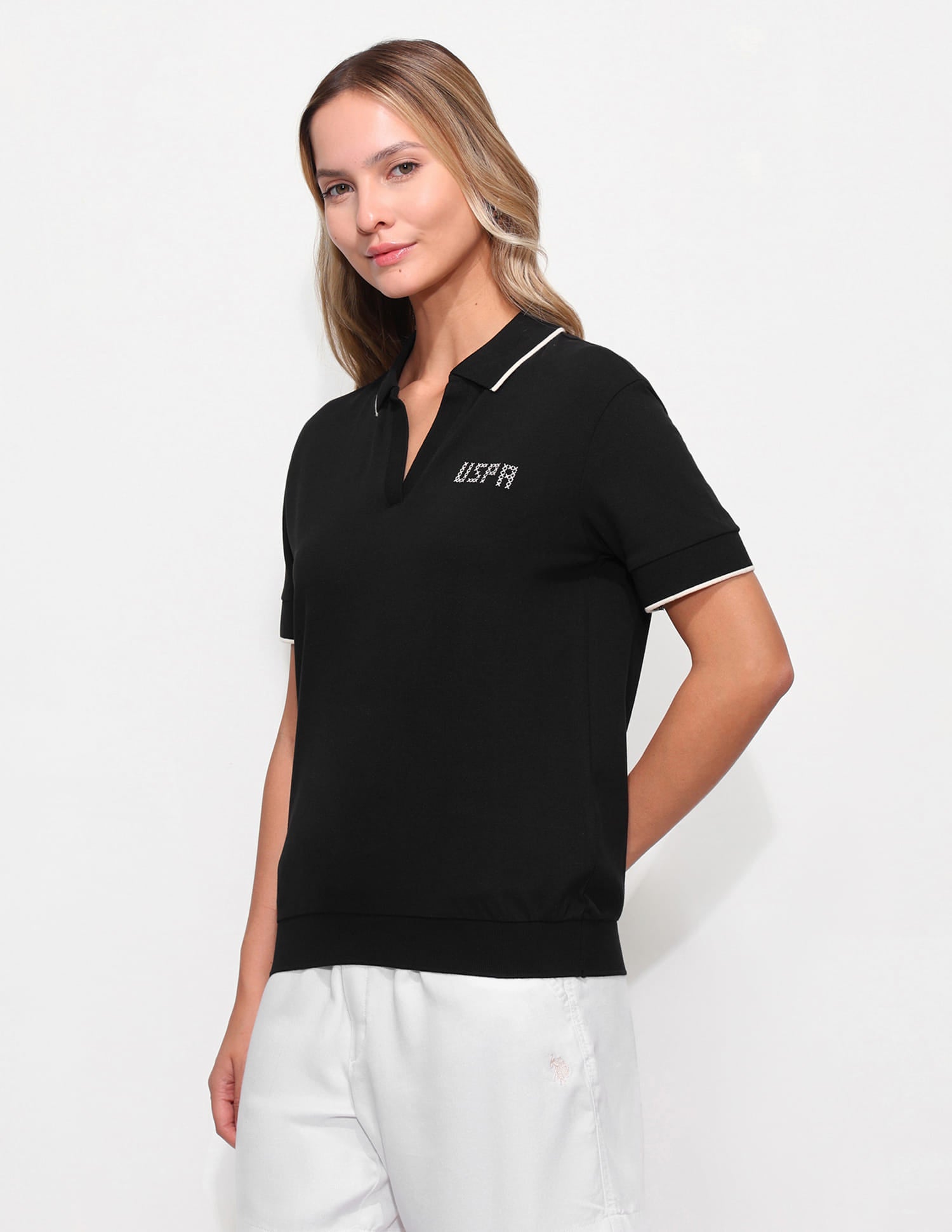 Relaxed Fit Solid Polo Shirt Black - U.S. Polo Assn. India | Large