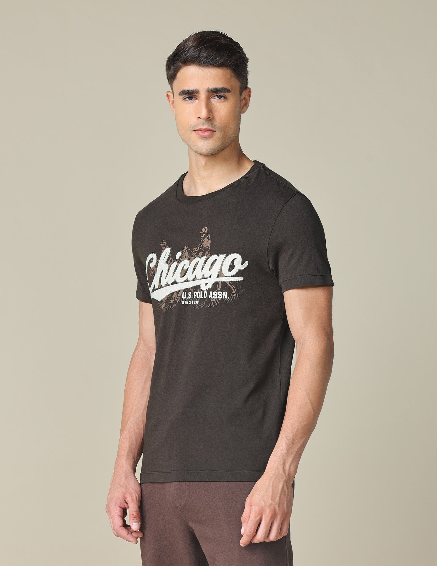 Muscle Fit Brand Printed T- Shirt Choco - U.S. POLO ASSN. | Large