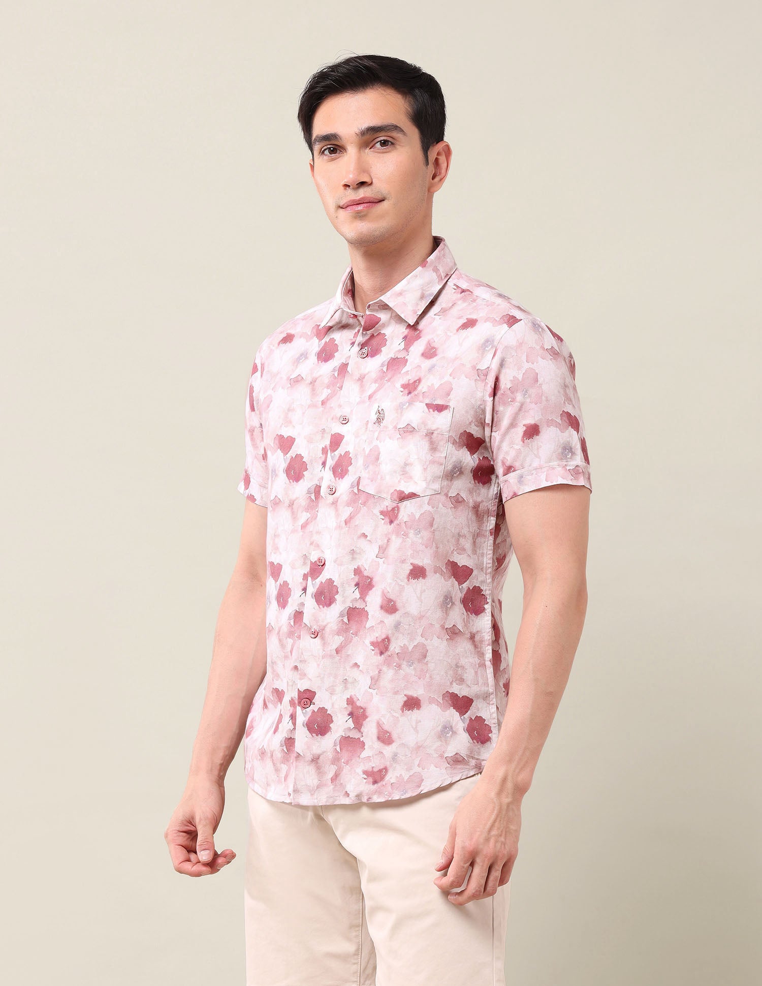 Floral Printed Regular Shirt Pink - U.S. Polo Assn. India | Large