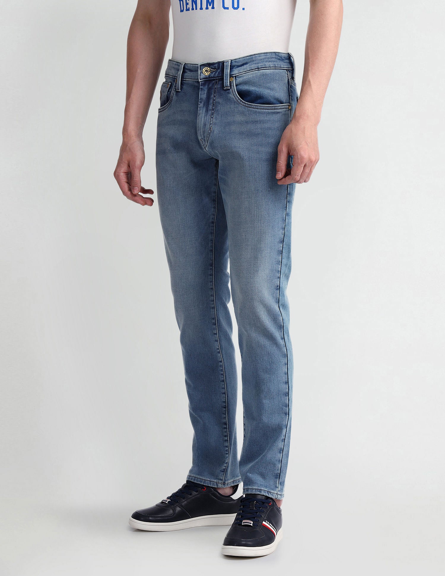 Slim Tapered Fit Blue Jeans Light-Blue - U.S. Polo Assn. India | Large
