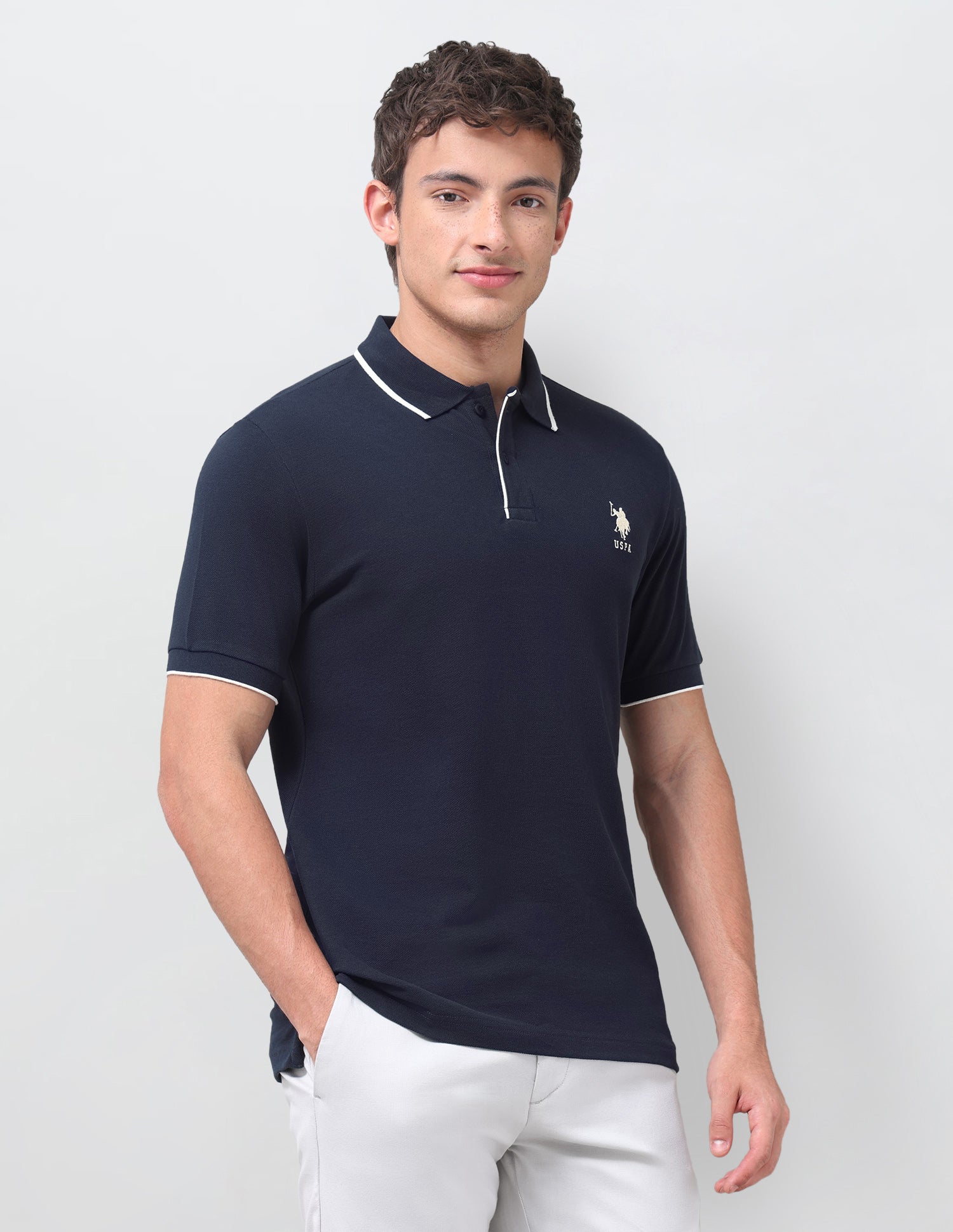 Solid Regular Fit Polo Shirt Navy - U.S. Polo Assn. India | Large