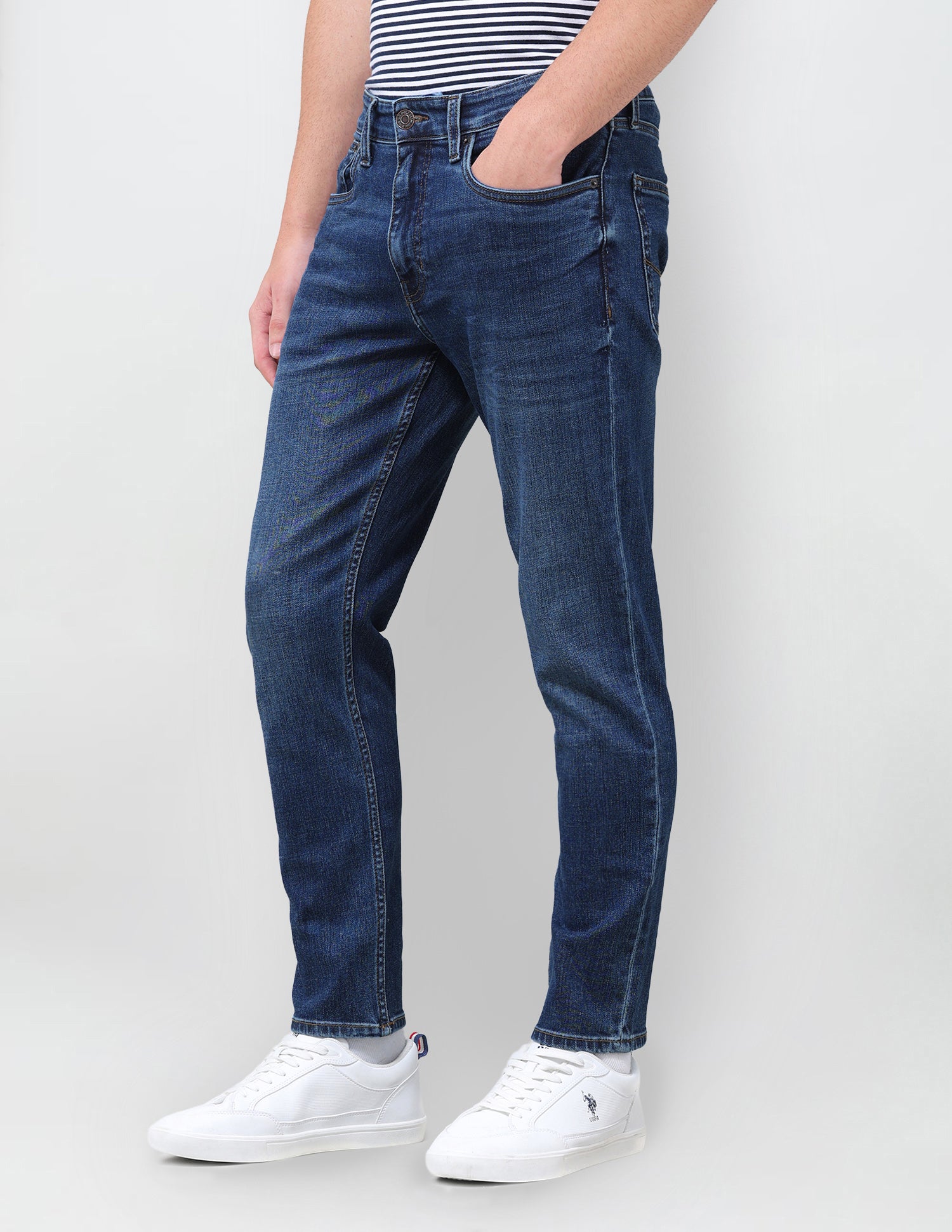 Cole Comfort Cropped Fit Blue Jeans Dark Blue - U.S. Polo Assn. India | Large