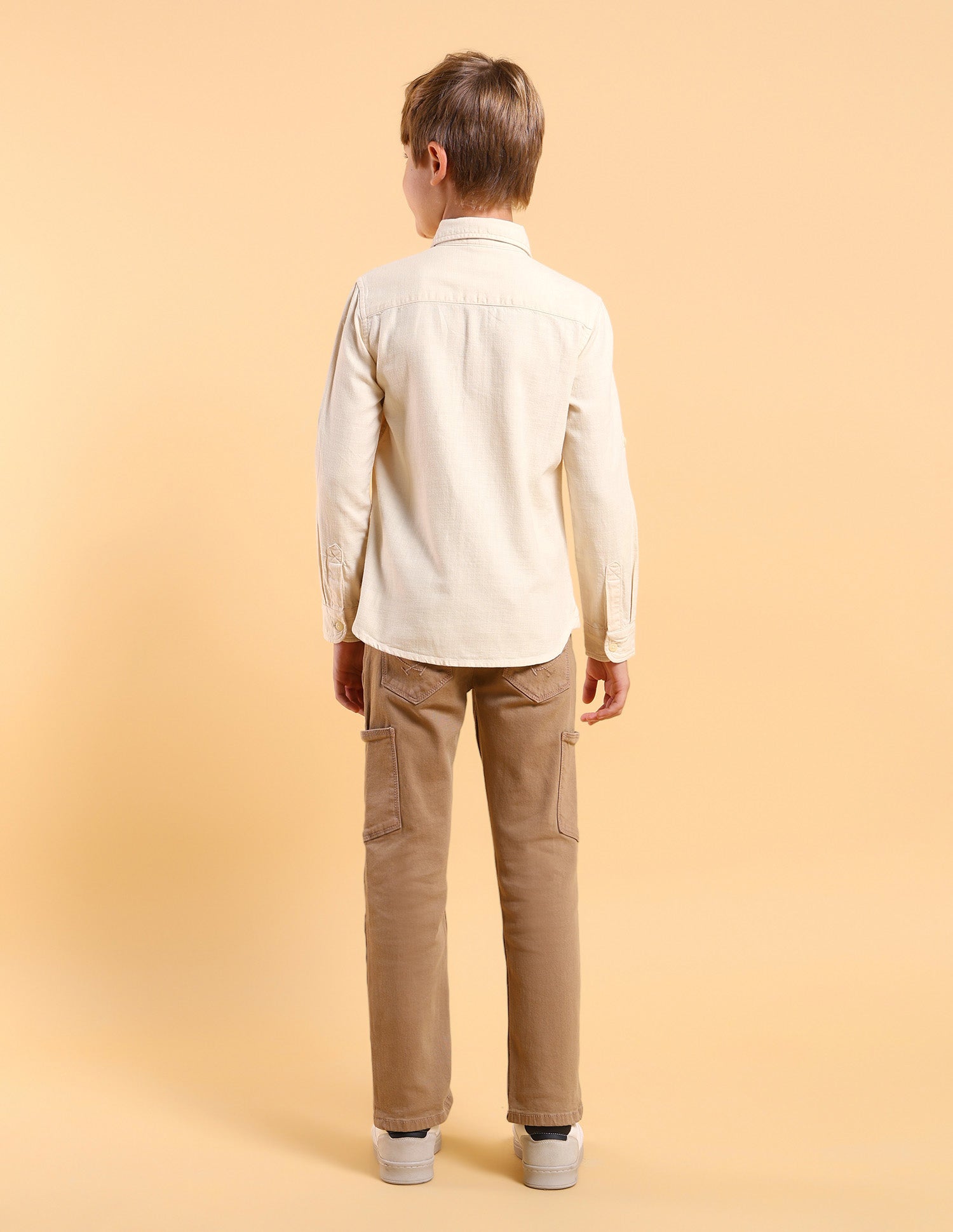 Boys Twill Regular Fit Shirt Beige - U.S. POLO ASSN. | Large