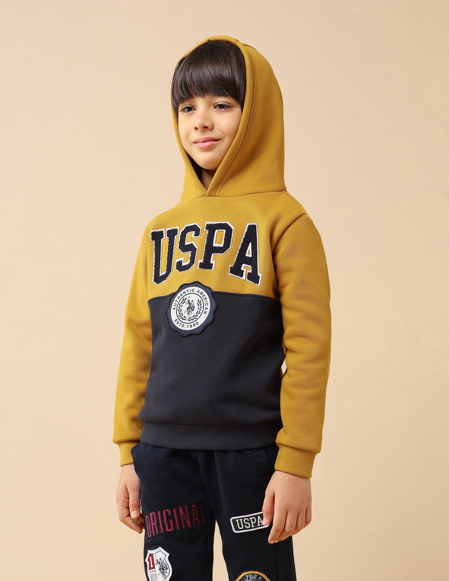 Boys Brand Appliqued Regular Fit Sweatshirt Yellow - U.S. POLO ASSN. | Large
