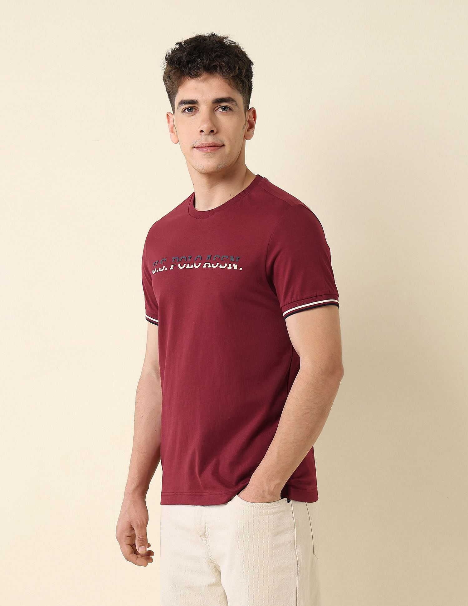 Brand Printed Slim Fit T-Shirt Wine - U.S. POLO ASSN. | Large