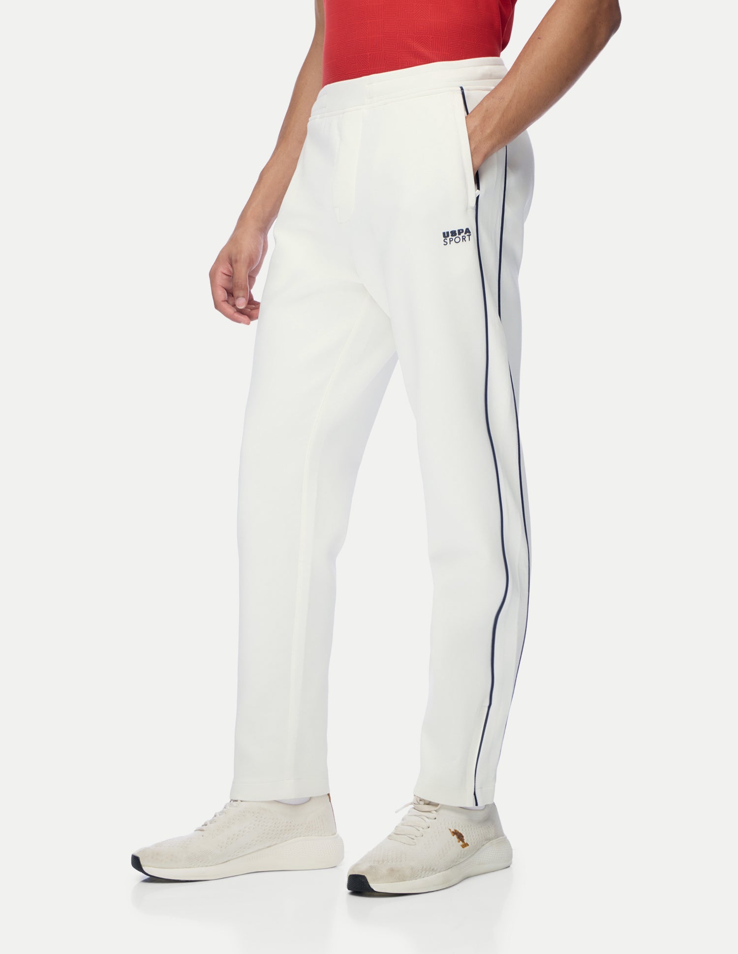 Mid Rise Regular Fit Active Track Pants White - U.S. Polo Assn. India | Large
