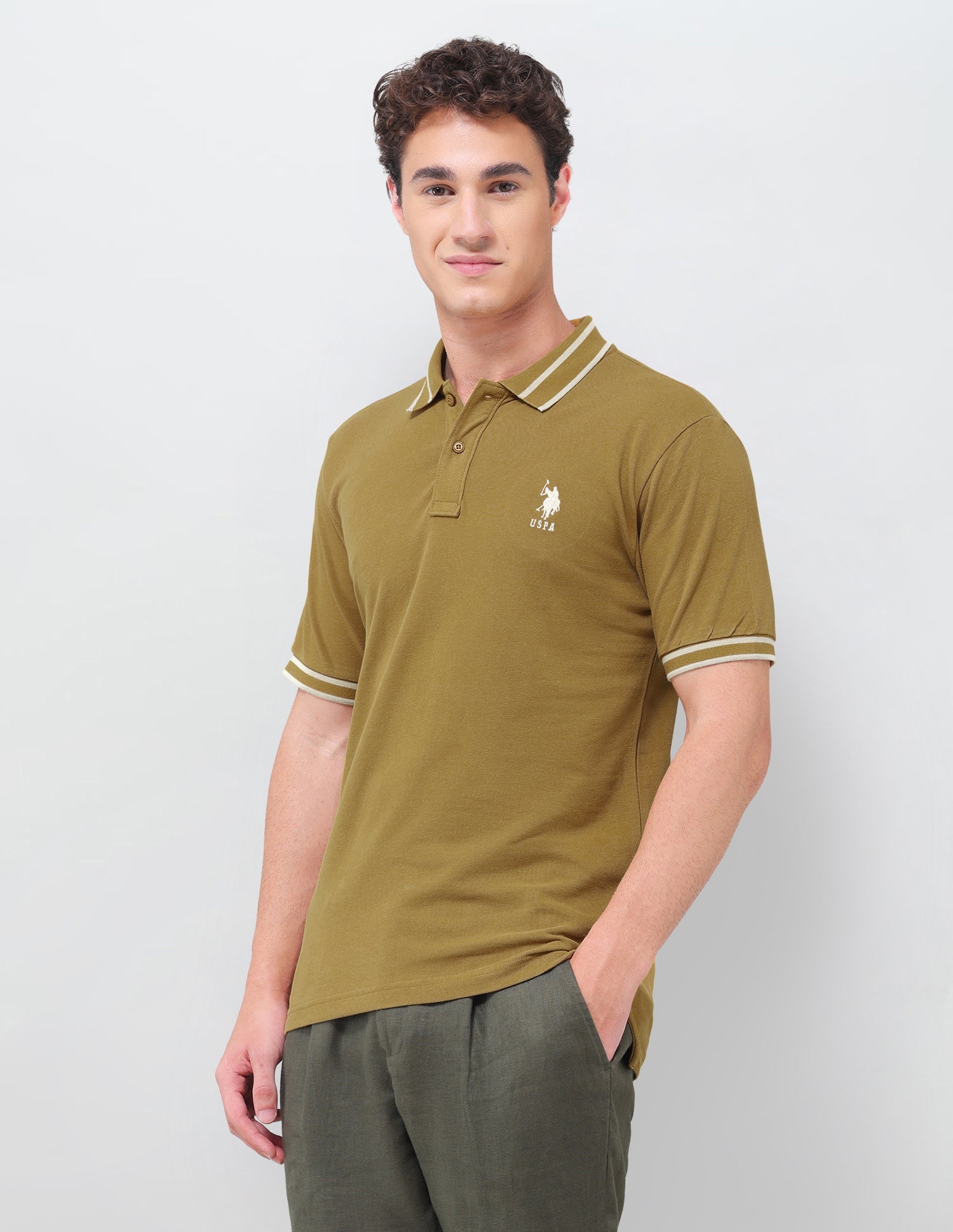 Solid Regular Fit Polo Shirt Mustard - U.S. Polo Assn. India | Large
