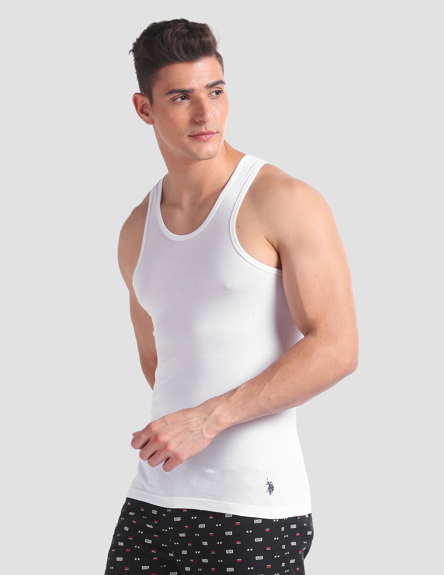 Round Neck Cotton Jersey I661 Vest - Pack Of 1 White - U.S. POLO ASSN. | Large