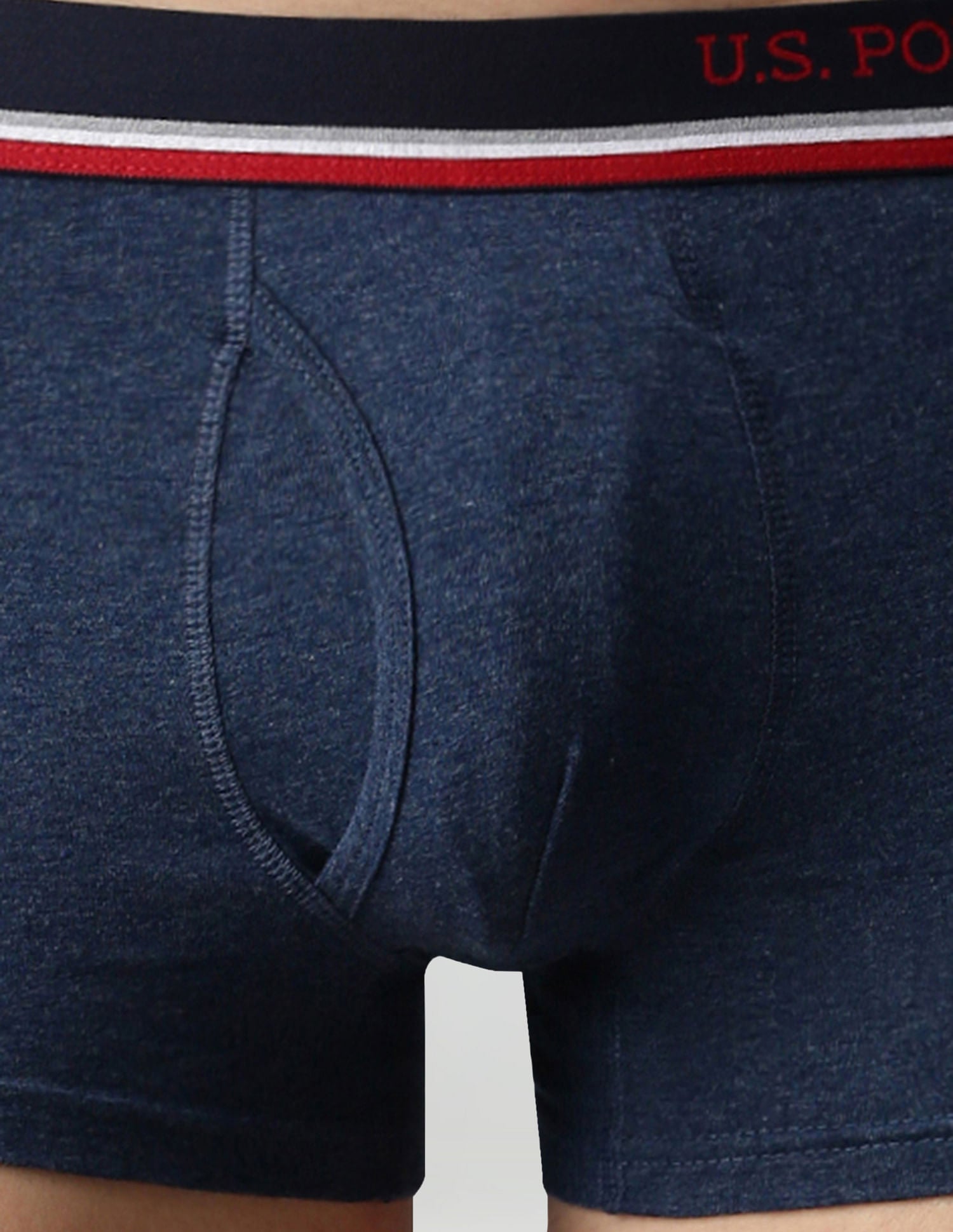 Solid Cotton Spandex I014 Trunks - Pack Of 2 Blue and Grey - U.S. POLO ASSN. | Large