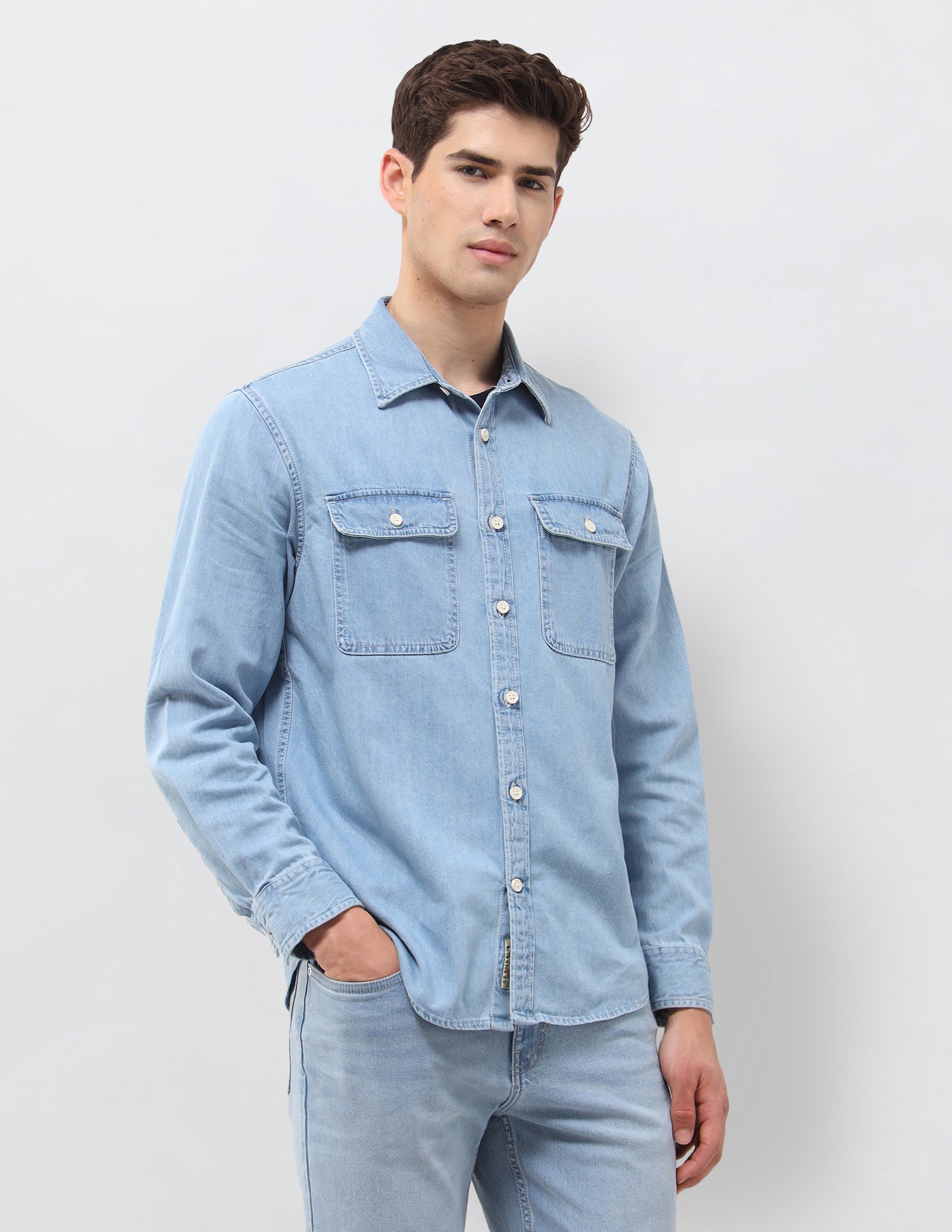 Twill Relaxed Fit Shirt Light Indigo - U.S. Polo Assn. India | Large