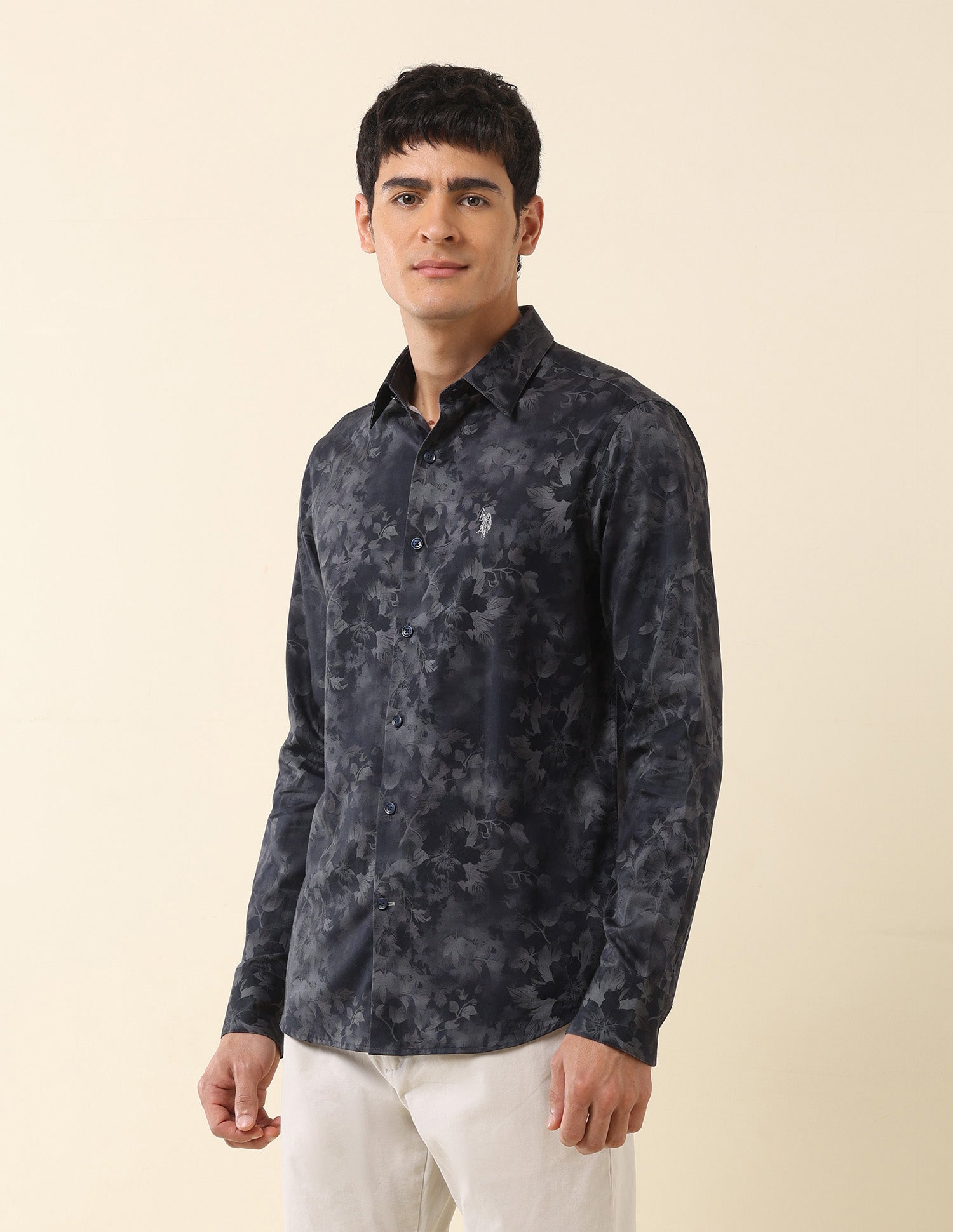 Tailored Fit Floral Printed Shirt Navy - U.S. Polo Assn. India | Large