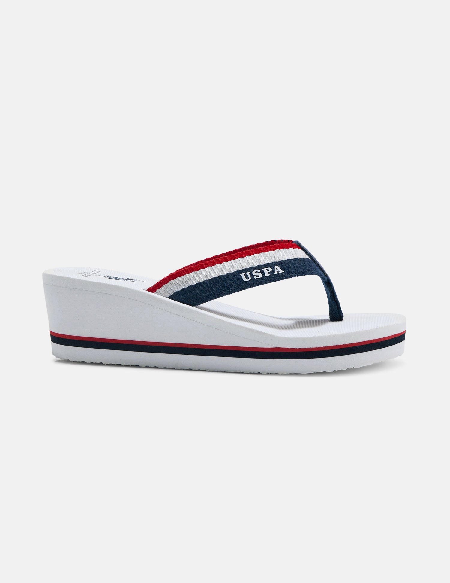 Saray Striped Flip Flop Wedge Sandals White - U.S. Polo Assn. India | Large