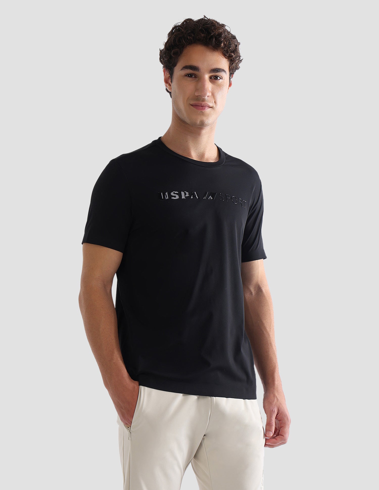 Solid Slim Fit Active T-Shirt Black - U.S. Polo Assn. India | Large
