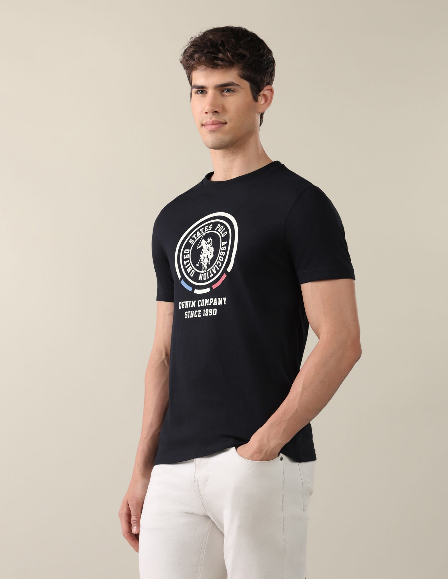 Graphic Brand Printed Regular Fit T-Shirt Blue - U.S. Polo Assn. India | Large