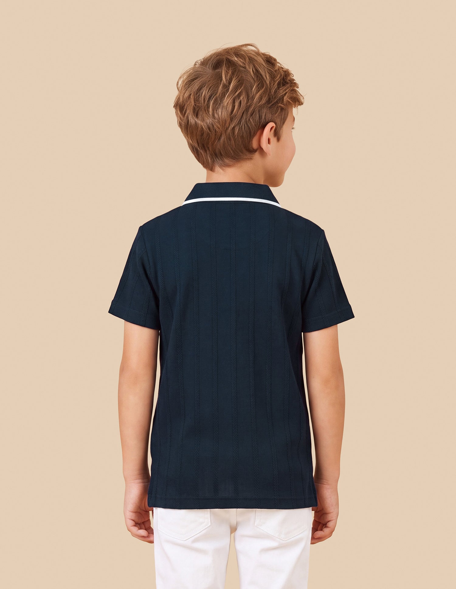 Vertical Striped Patterned Knit Polo Shirt Navy - U.S. Polo Assn. India | Large