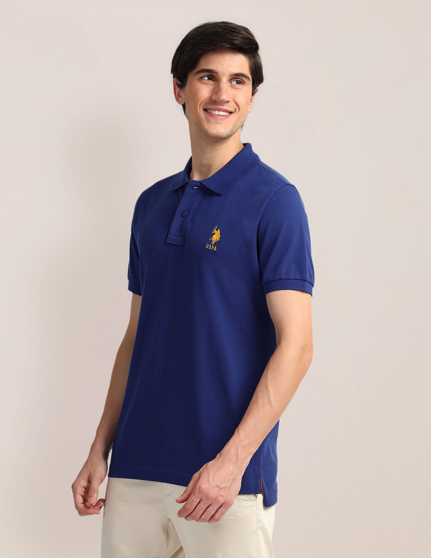 Contrast Logo Slim Polo Shirt Blue - U.S. Polo Assn. India | Large