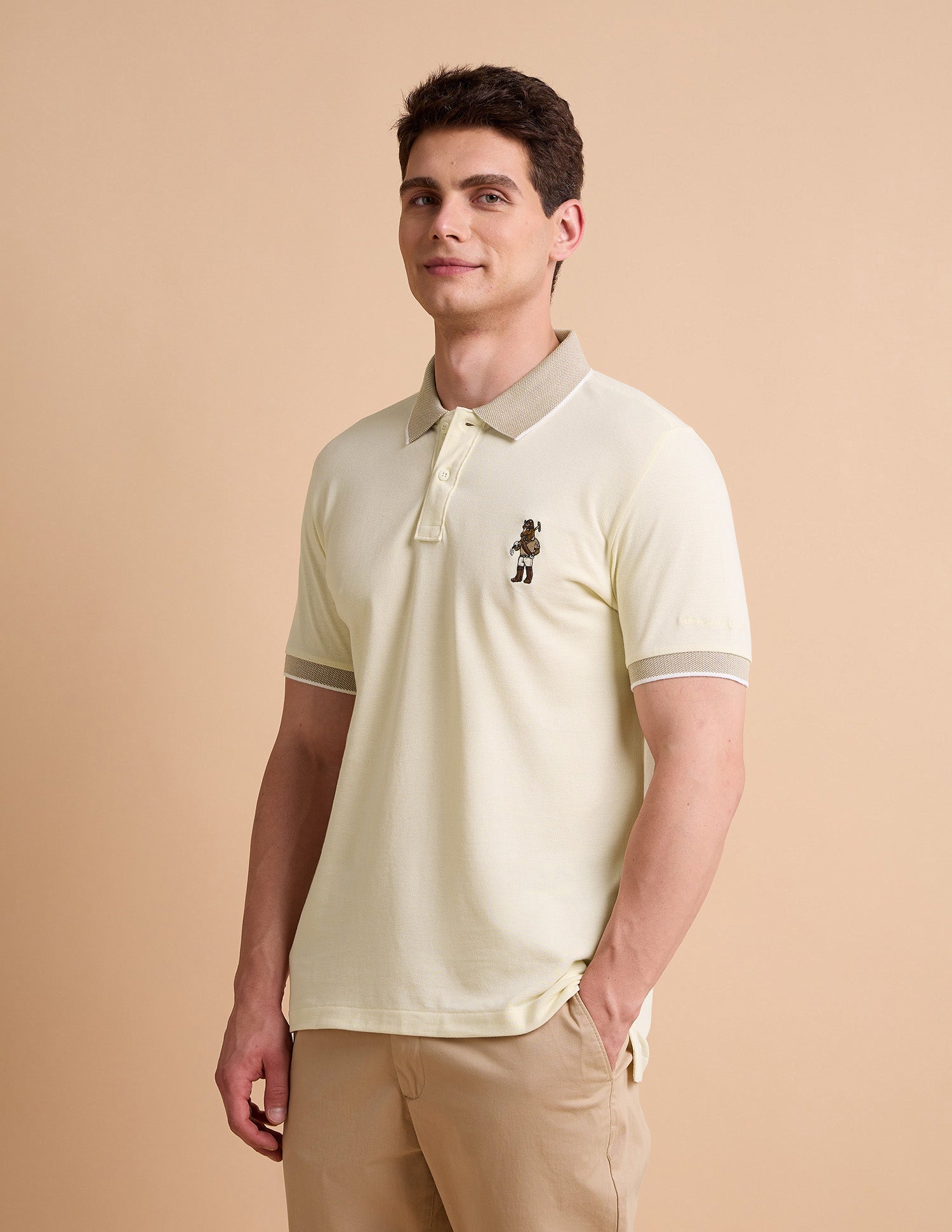 Solid Pure Cotton Polo Shirt Beige - U.S. POLO ASSN. | Large