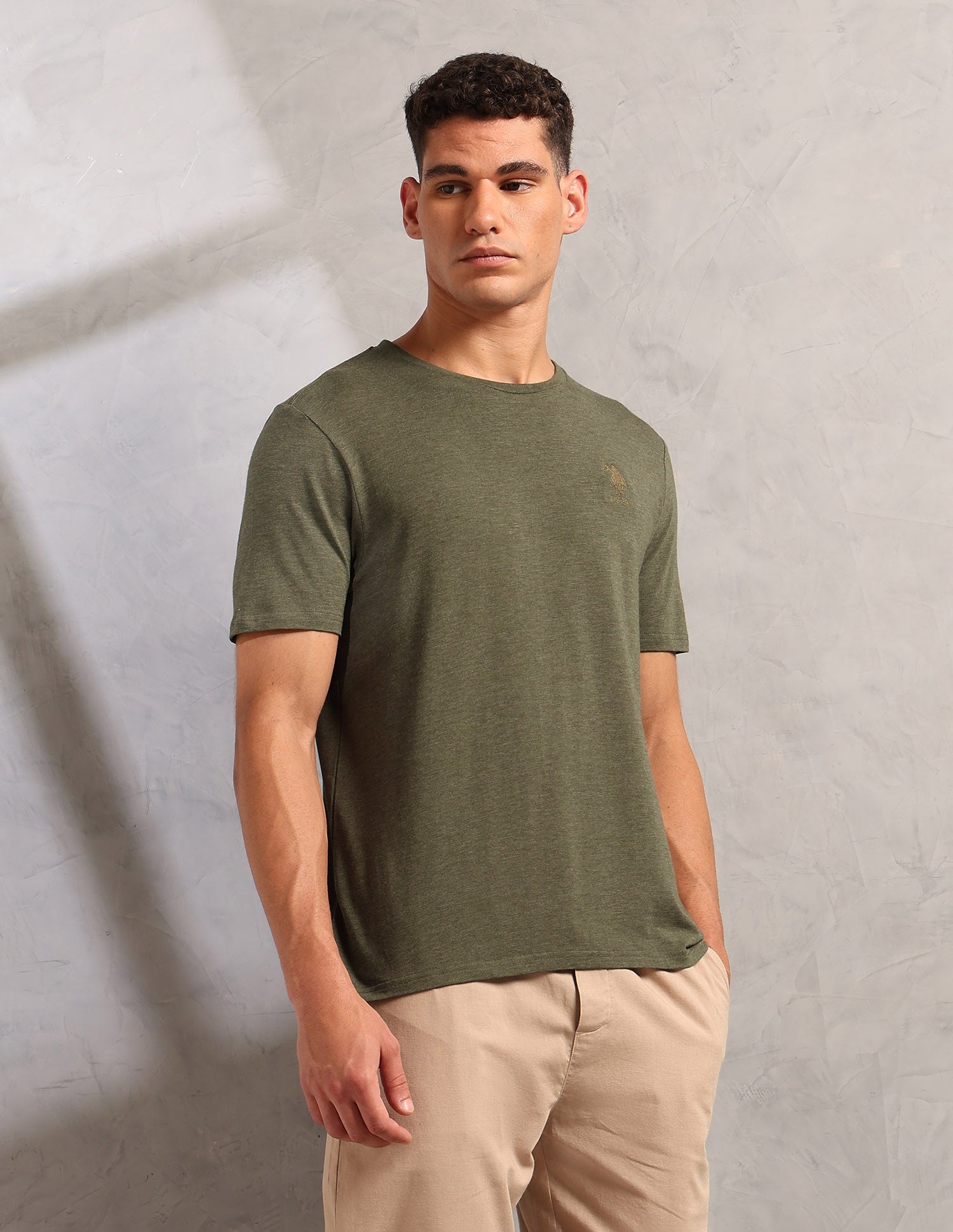 Antibacterial Comfort Fit Pe003 Lounge T-Shirt - Pack Of 1 Olive Melange - U.S. POLO ASSN. | Large