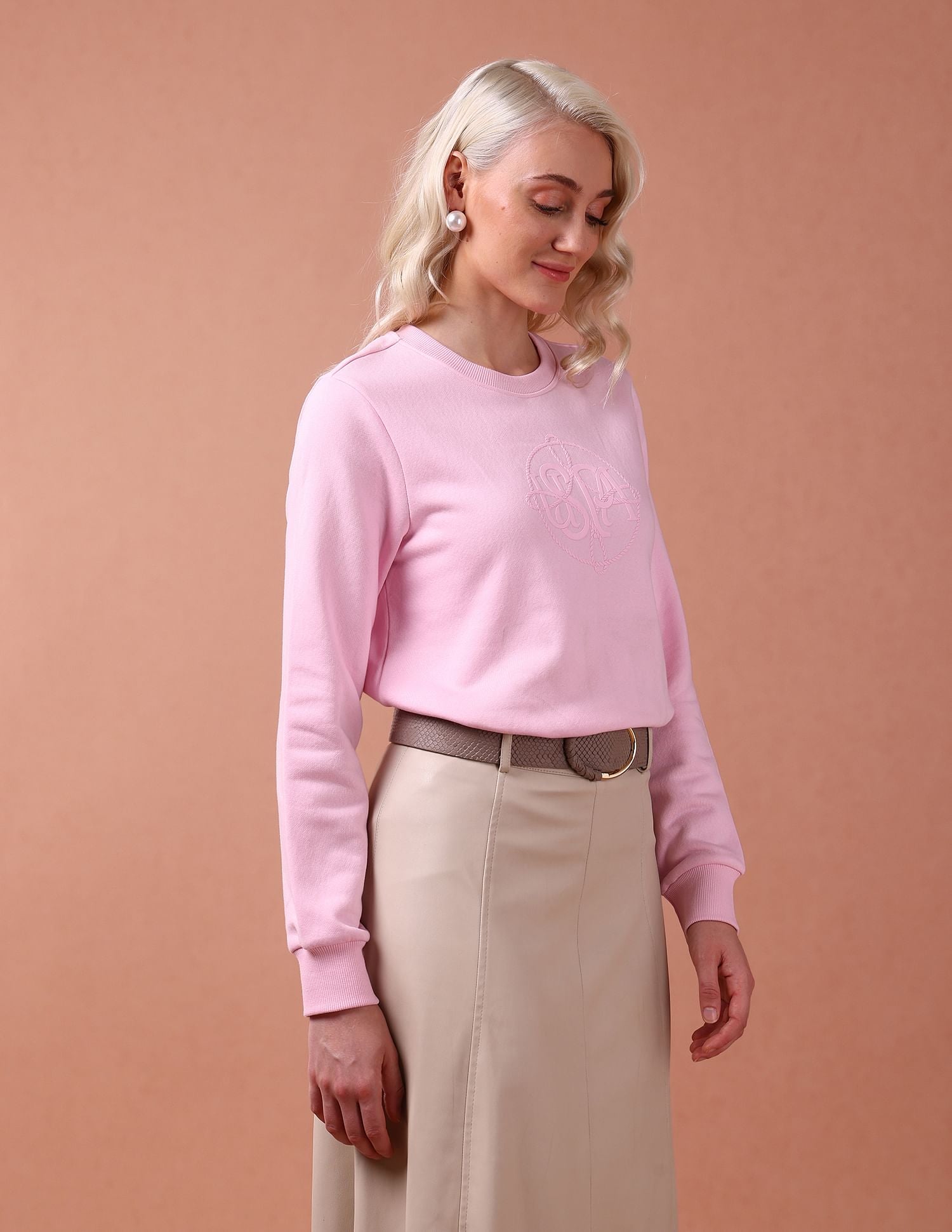 Brand Embroidered Regular Sweatshirt Light Pink - U.S. POLO ASSN. | Large