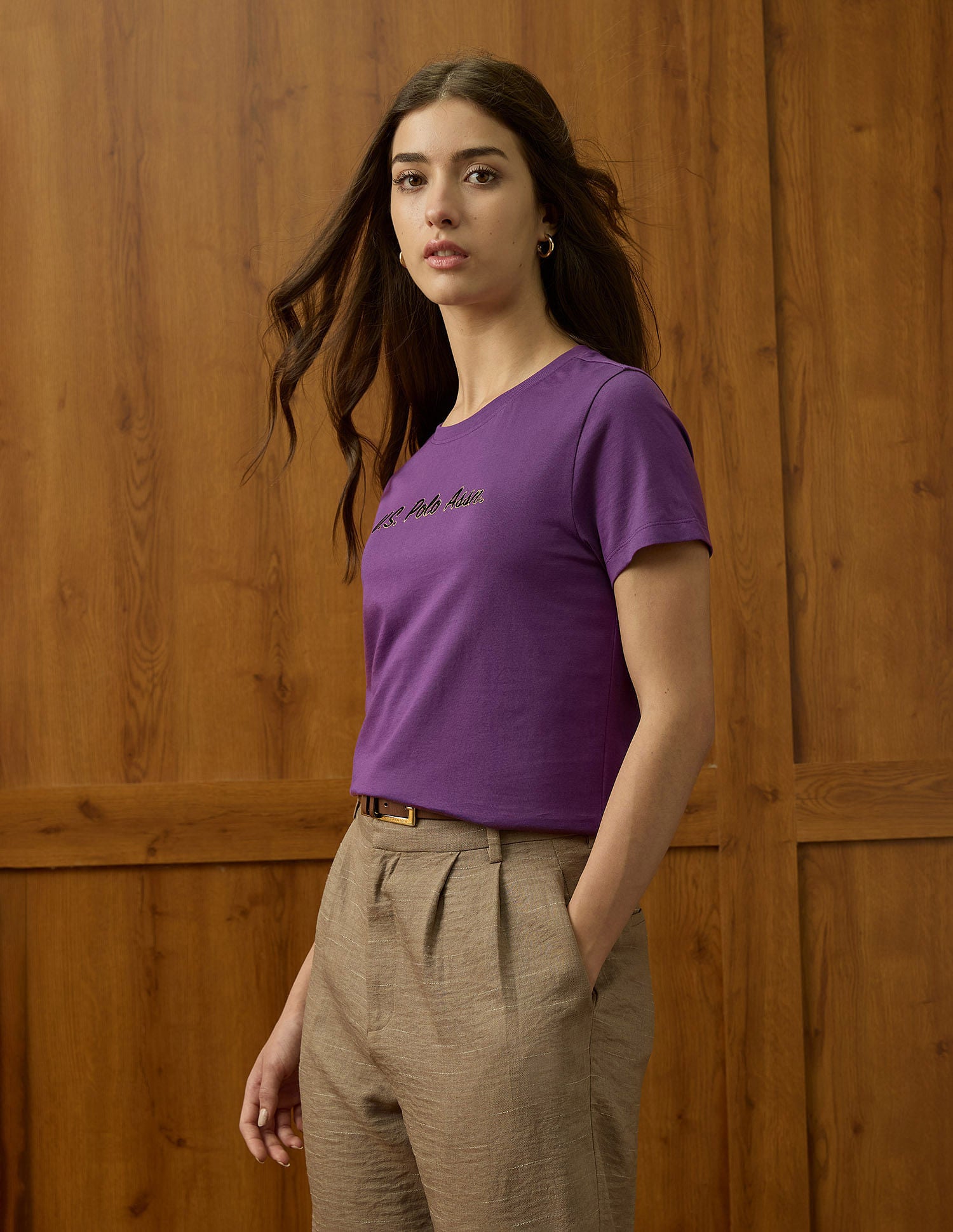 Crew Neck Regular Fit Tshirt With Flock Print Wine - U.S. POLO ASSN. | Large