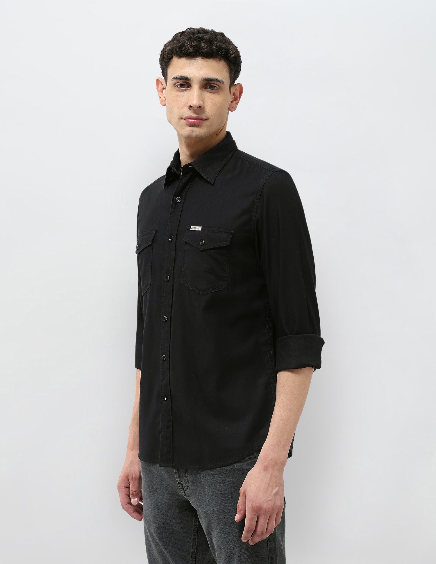Twill Solid Regular Fit Shirt Black - U.S. POLO ASSN. | Large
