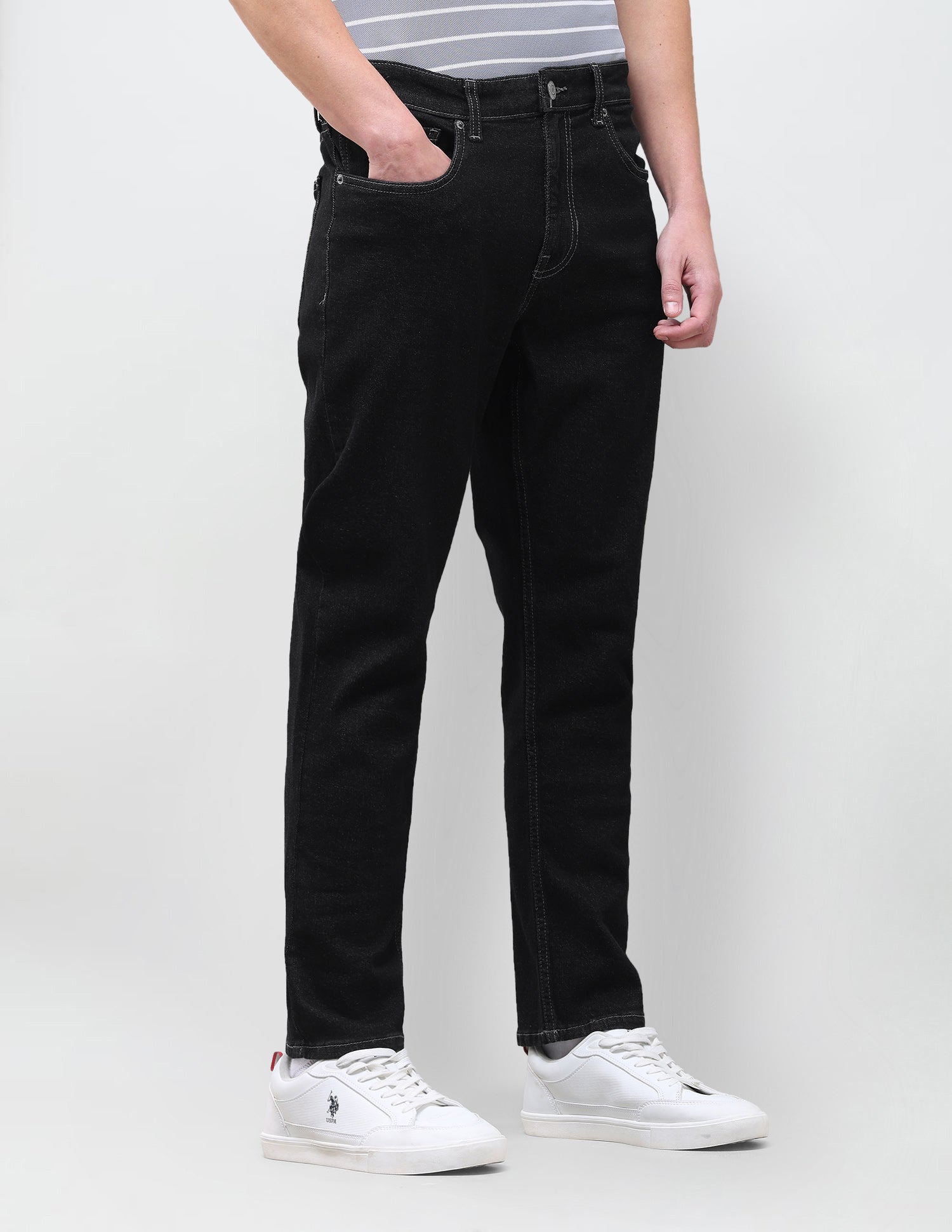 Cole Comfort Cropped Fit Black Jeans Black - U.S. Polo Assn. India | Large