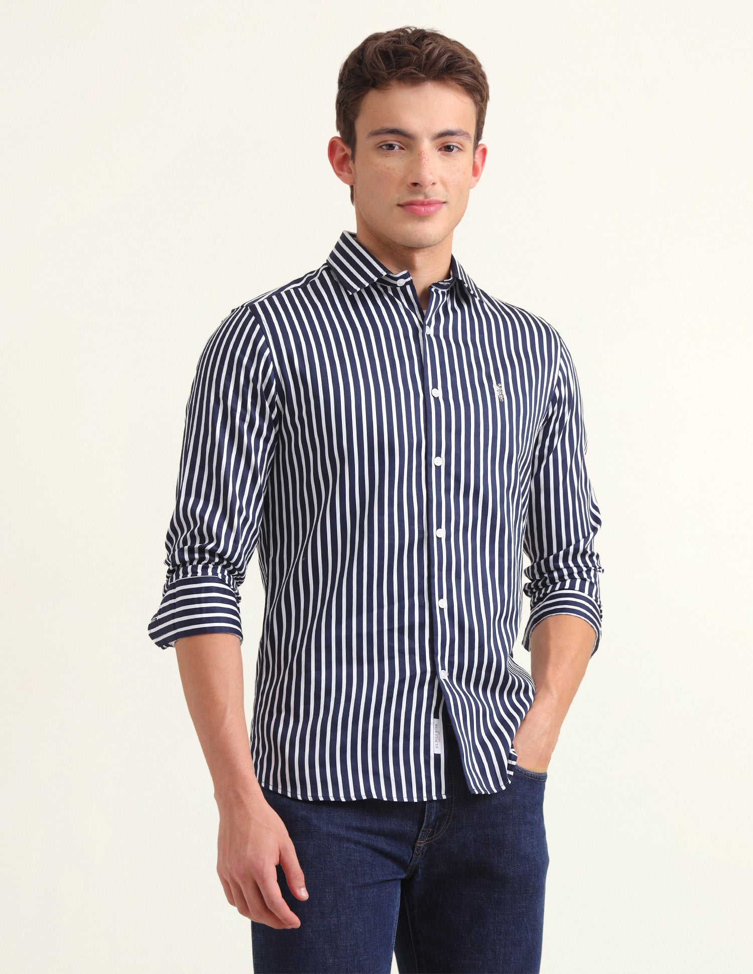 Vertical Striped Regular Fit Shirt Navy - U.S. Polo Assn. India | Large