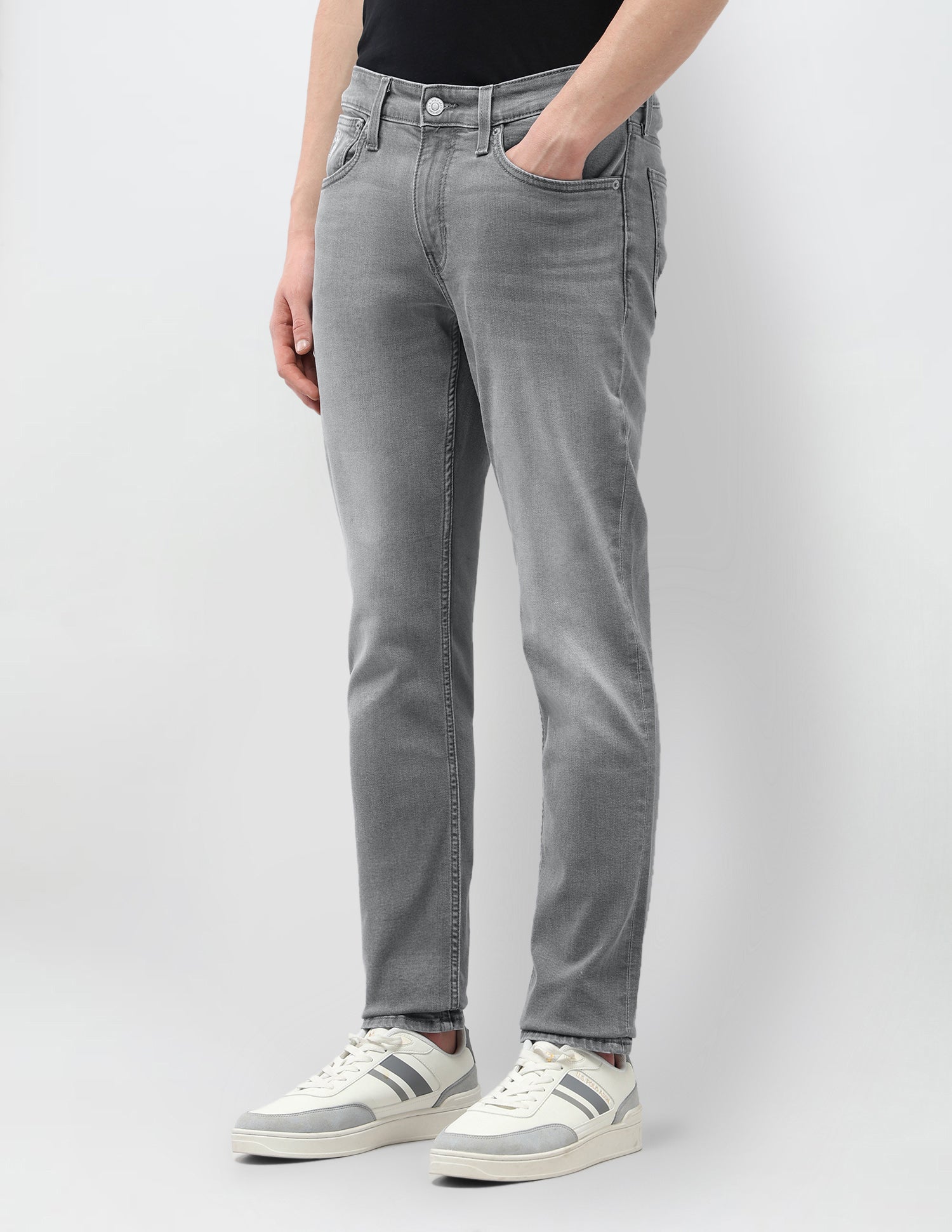 Brandon Slim Tapered Fit Grey Jeans Grey - U.S. Polo Assn. India | Large