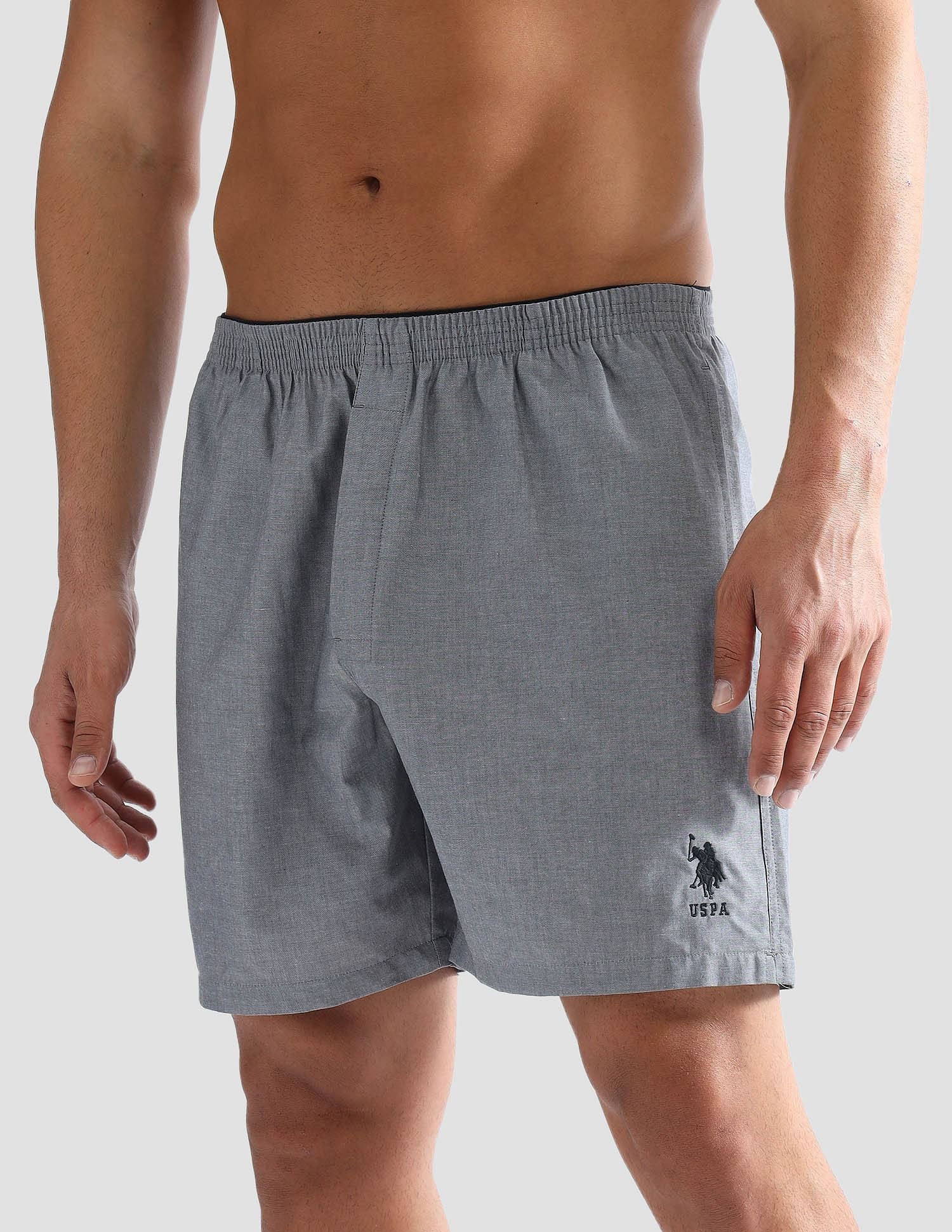 Pure Cotton EX003  Boxer Shorts - Pack of 1 Black Chambray - U.S. POLO ASSN. | Large