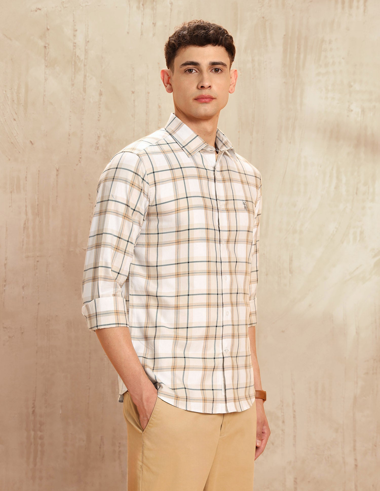 Twill Tailored Fit Shirt Beige - U.S. POLO ASSN. | Large