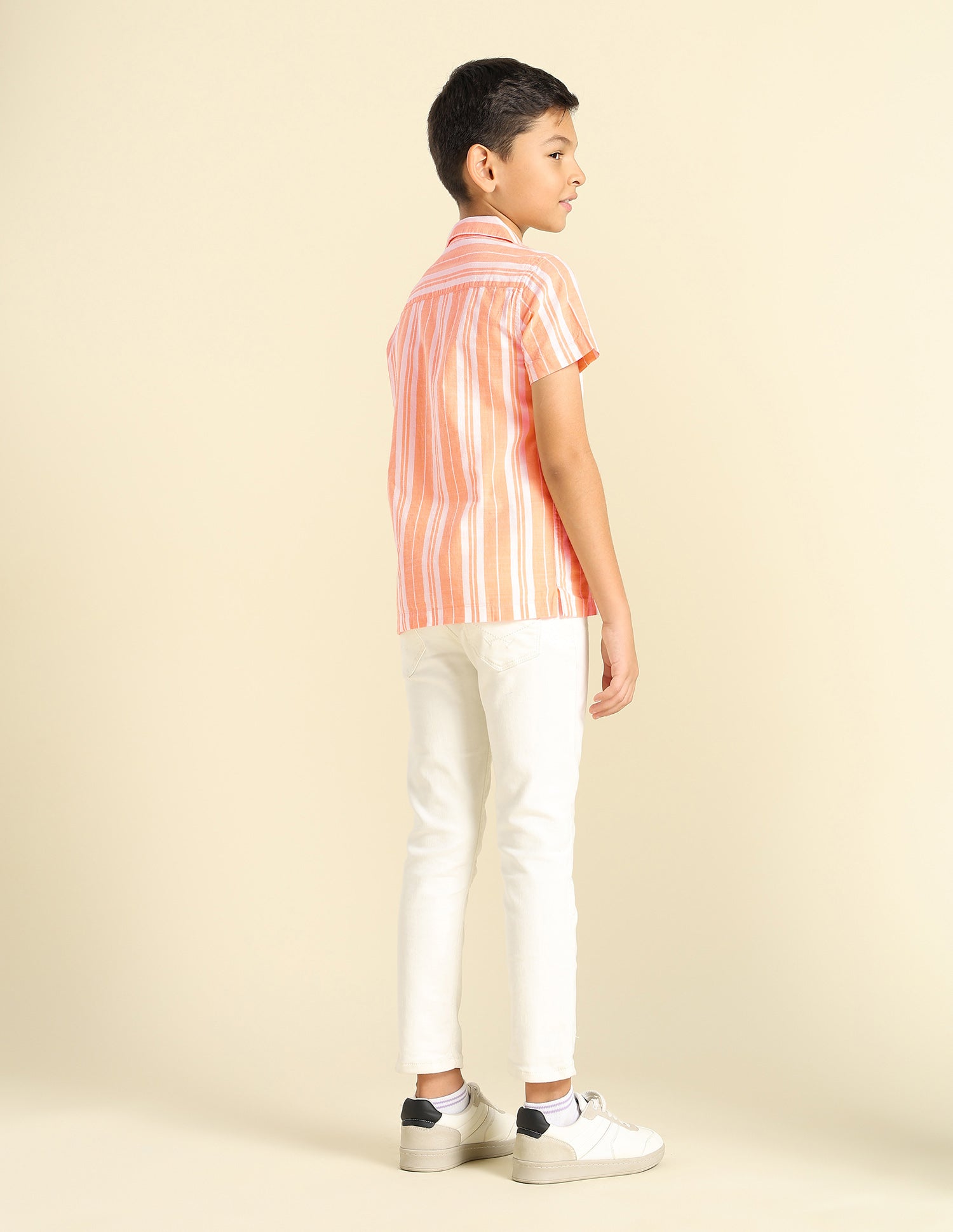 Boys Vertical Striped Cuban Shirt Orange - U.S. POLO ASSN. | Large