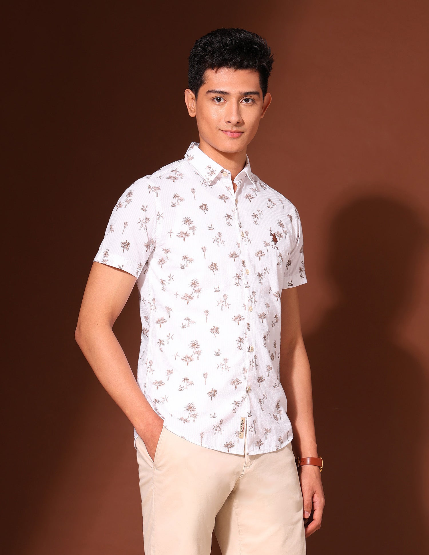 Tropical Printed Working Holiday Shirt Khaki - U.S. Polo Assn. India | Large