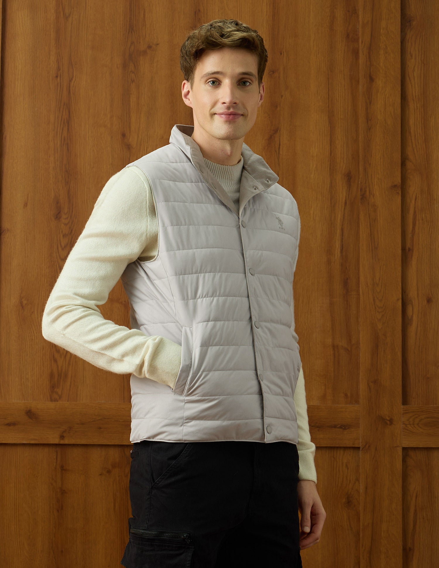 Equestrian Aisle Theater Reversible Jacket Beige - U.S. POLO ASSN. | Large