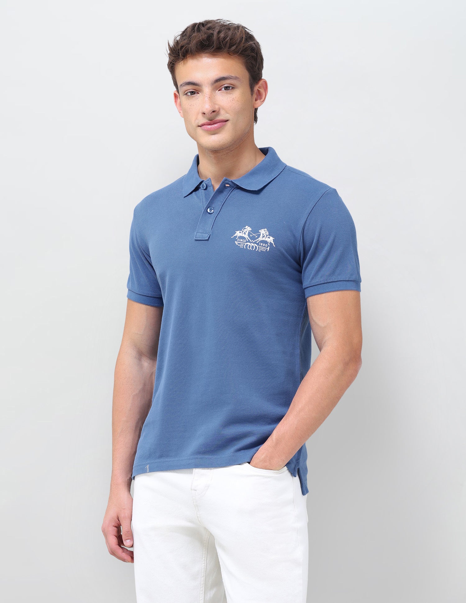 Solid Slim Fit Polo Shirt Dark Blue - U.S. Polo Assn. India | Large