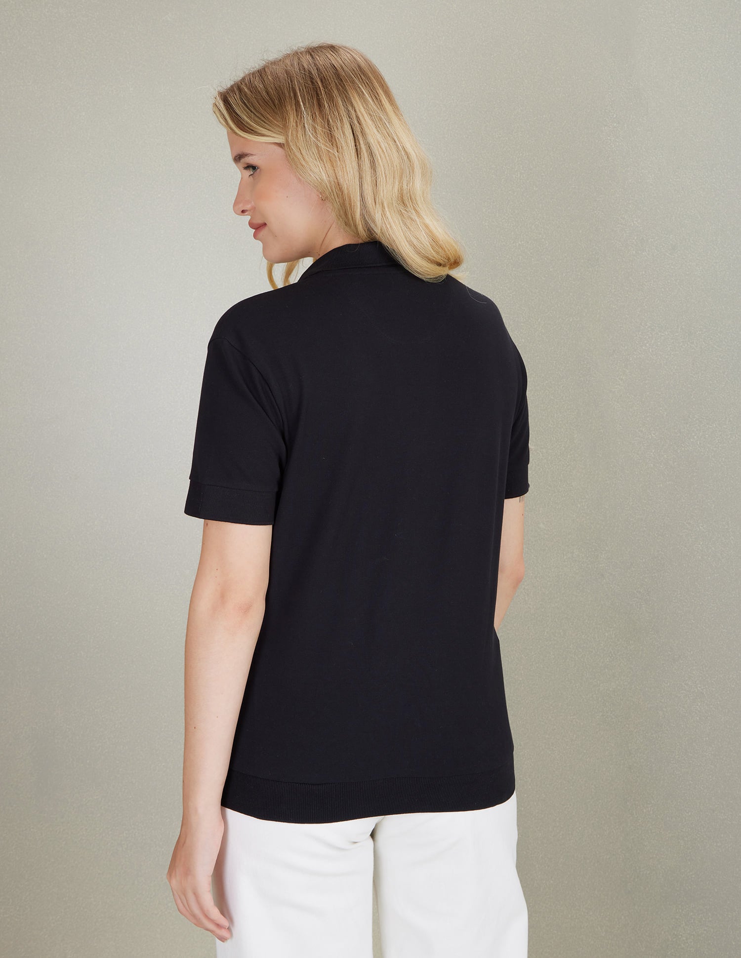 Contrast Logo Crop Polo Shirt Black - U.S. Polo Assn. India | Large