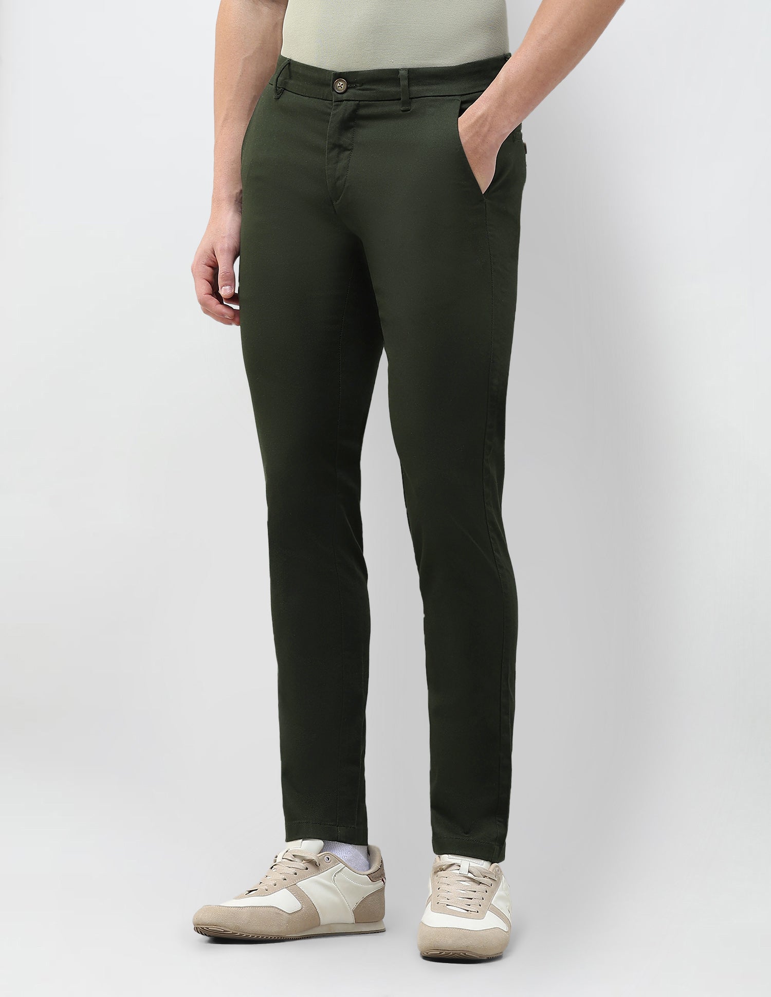 Super Slim Fit Twill Trousers Dark Olive - U.S. Polo Assn. India | Large