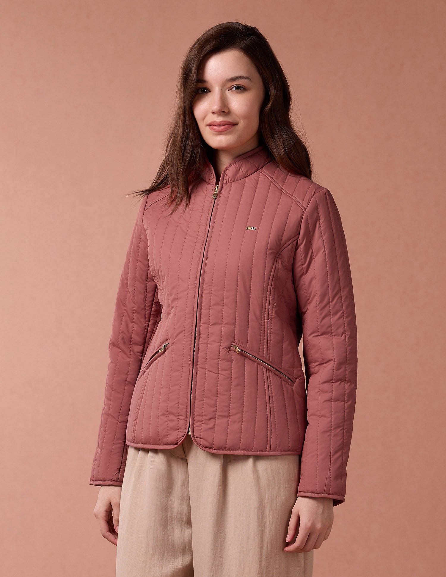 High Neck Puffer Jacket Dark Peach - U.S. POLO ASSN. | Large