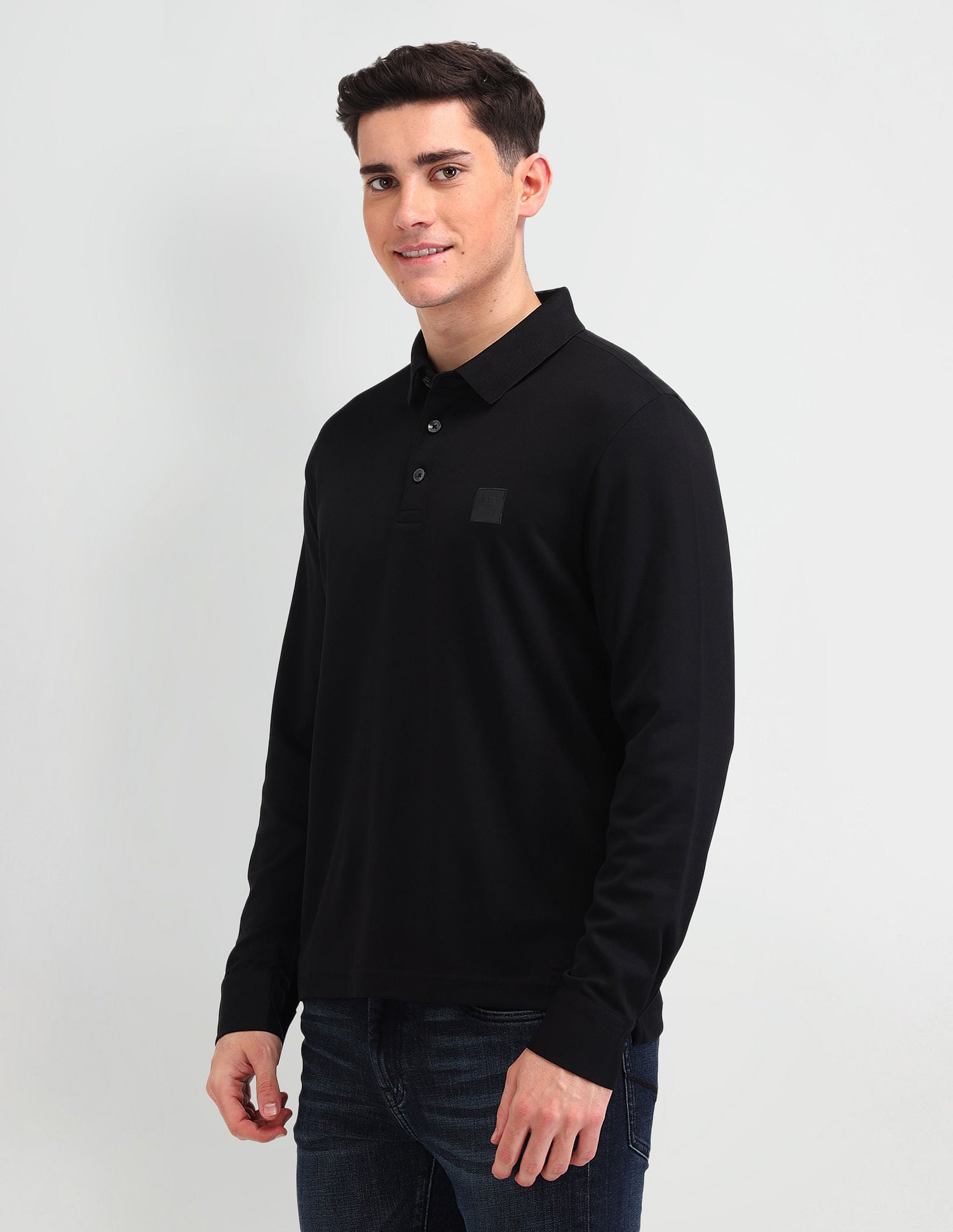 Muscle Fit Solid Polo Shirt Black - U.S. Polo Assn. India | Large