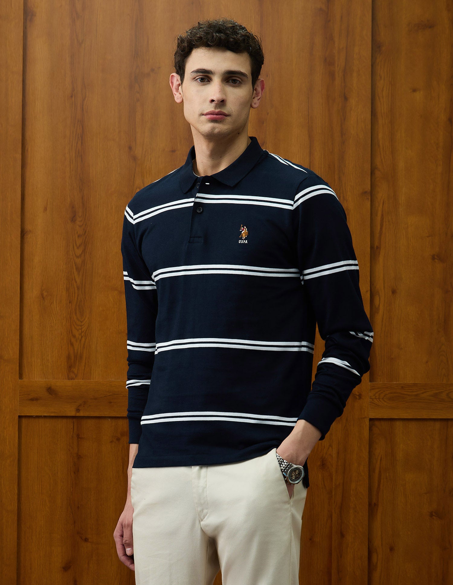 Horizontal Striped Varsity Theatre Polo Shirt Navy - U.S. POLO ASSN. | Large