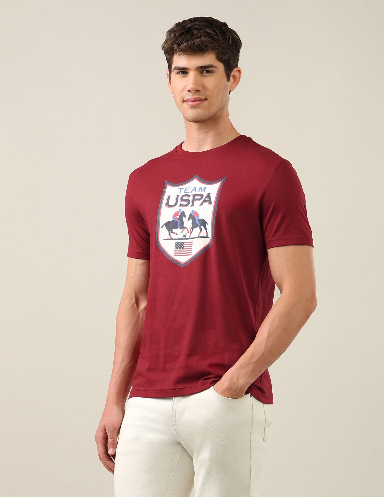 Graphic Brand Printed Regular Fit T-Shirt Red - U.S. Polo Assn. India | Large