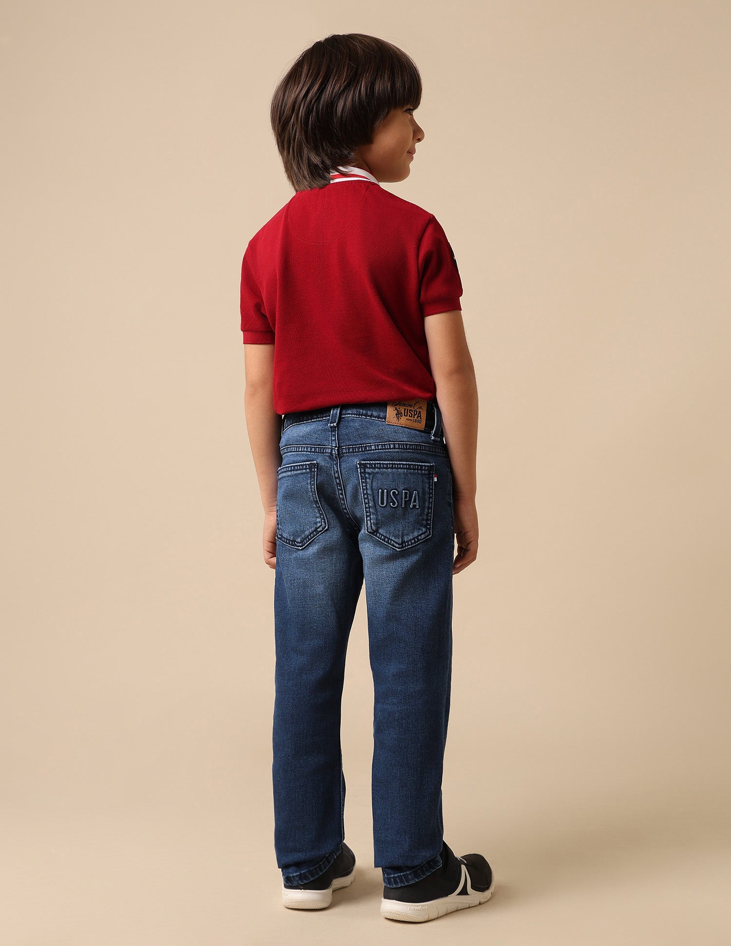 Boys Stone Washed Relaxed Fit Jeans Dark Blue - U.S. POLO ASSN. | Large