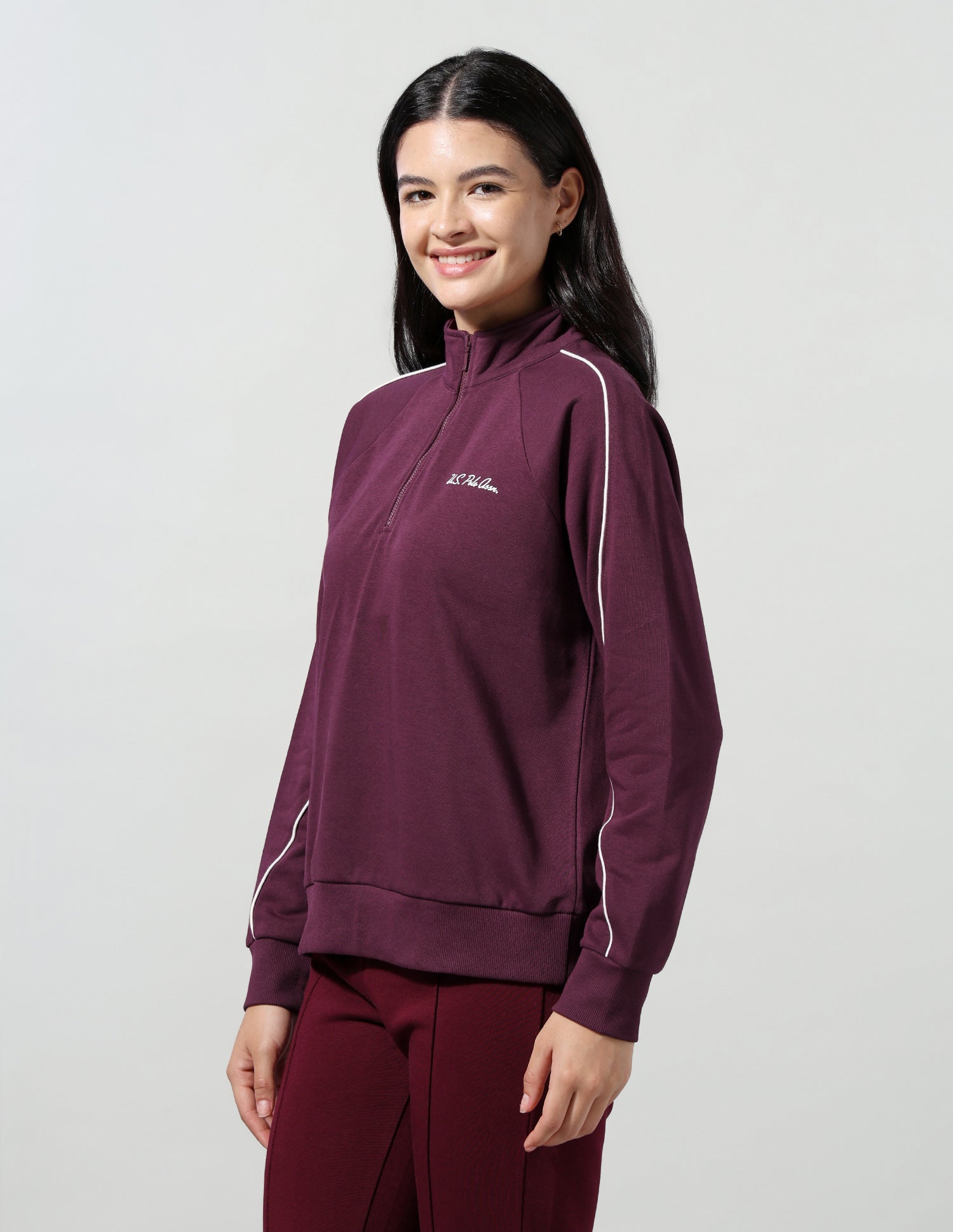 Solid Regular Fit Sweatshirt Wine - U.S. Polo Assn. India | Large