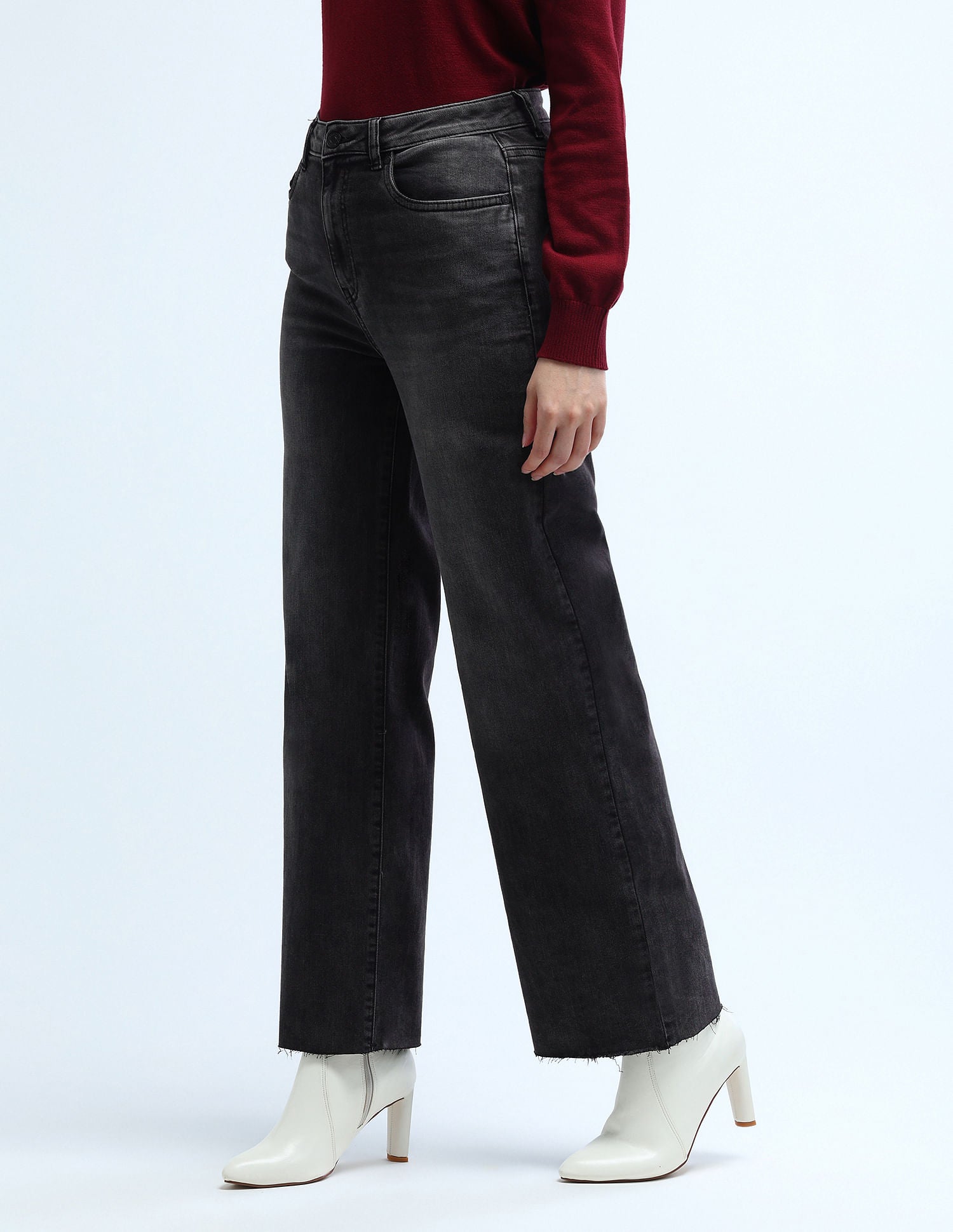 High Rise Wideleg Stretchable Jeans Dark Grey - U.S. POLO ASSN. | Large