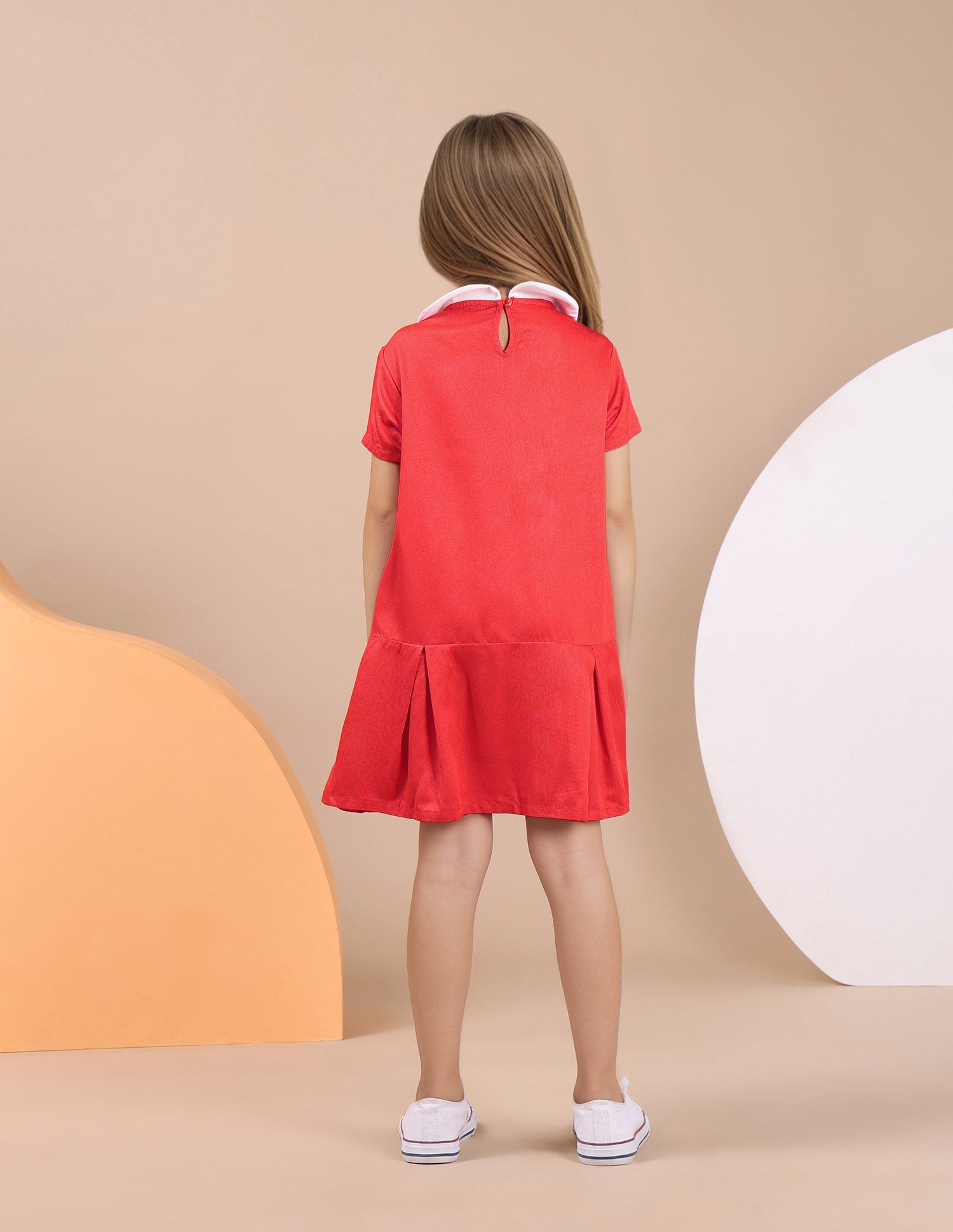 Girls Peter Pan Collar Pure Cotton Dress Red - U.S. POLO ASSN. | Large